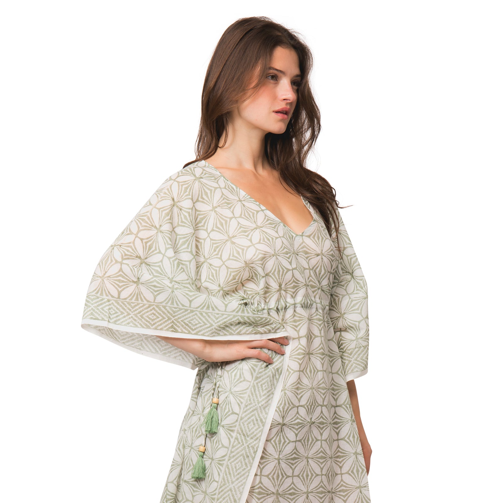 Short Caftan Mahani 100% Organic Cotton - Green GREEN