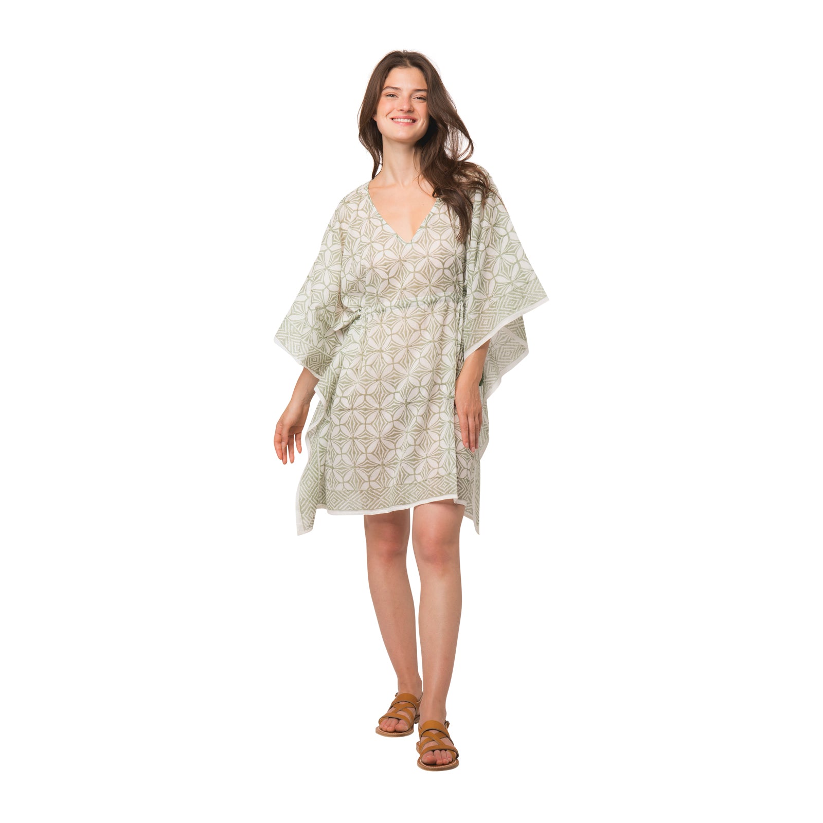 Short Caftan Mahani 100% Organic Cotton - Green GREEN