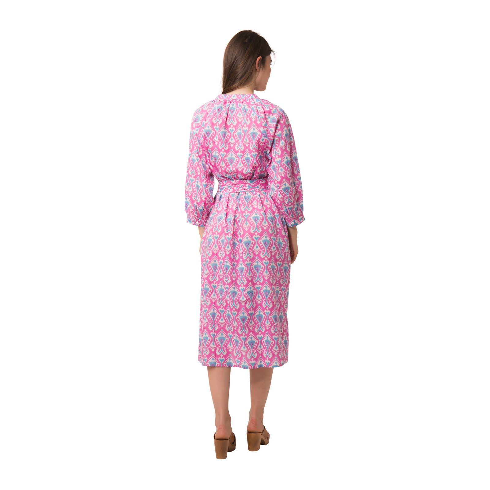 Marcelle Dress Ikat 100% Organic Coton - Pink PINK