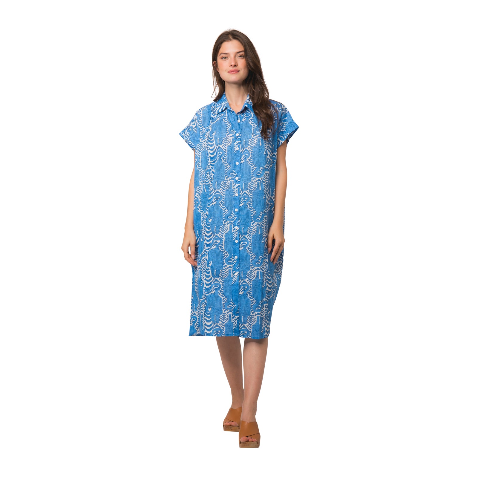 Marguerite Dress Tiger 100% Organic Coton - Blue BLUE