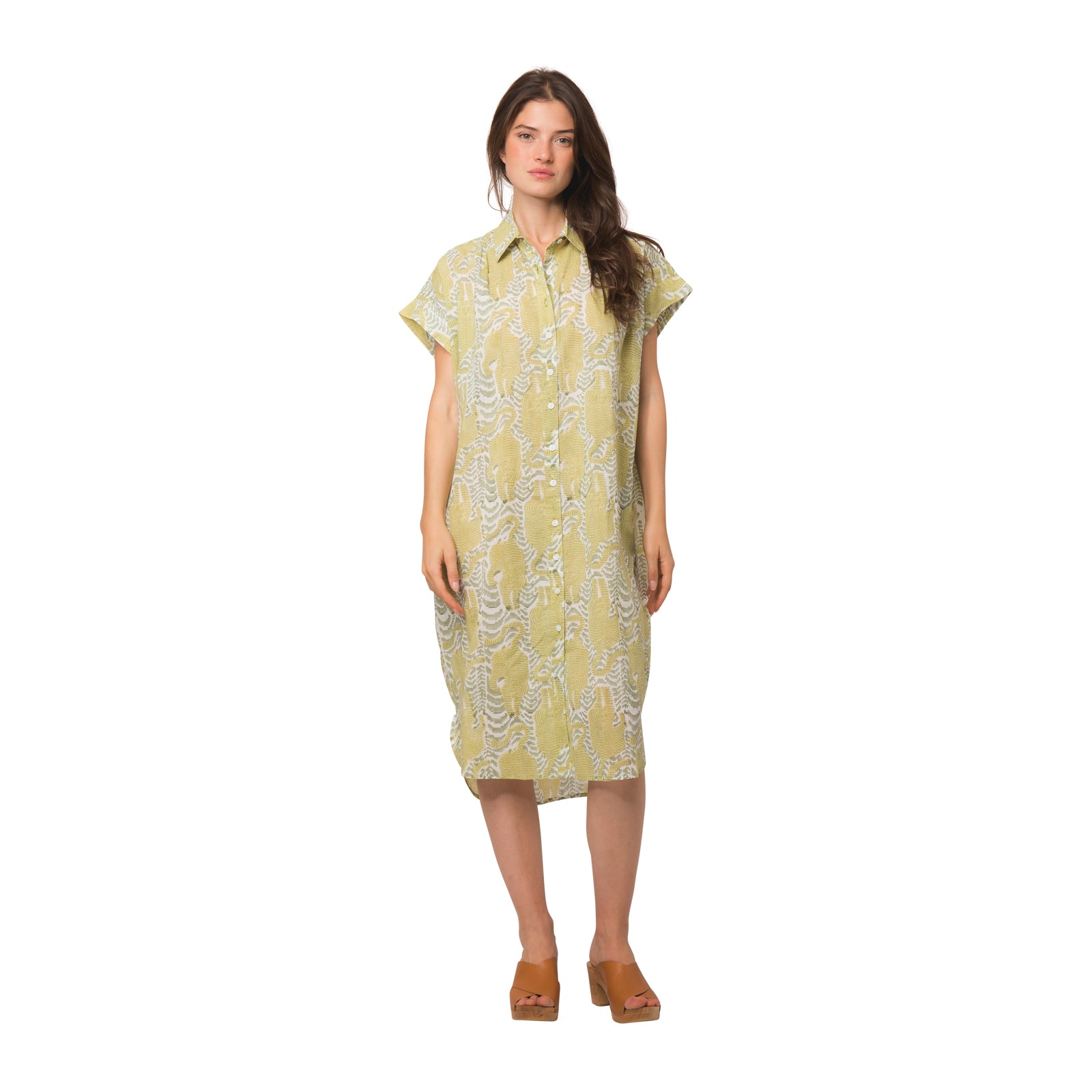 Marguerite Dress Tiger 100% Organic Coton - Green GREEN