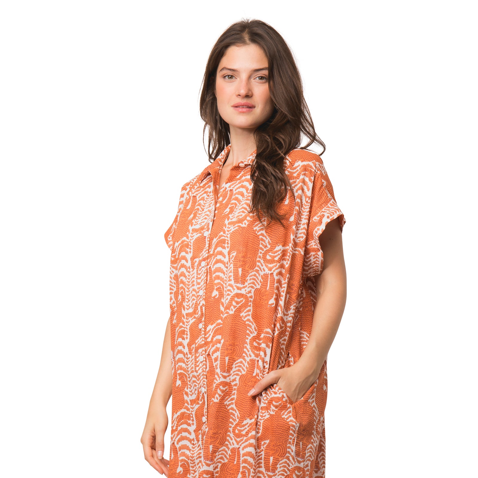 Marguerite Dress Tiger 100% Organic Coton - Orange ORANGE