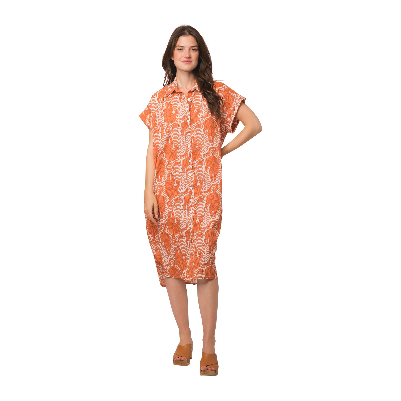 Marguerite Dress Tiger 100% Organic Coton - Orange ORANGE