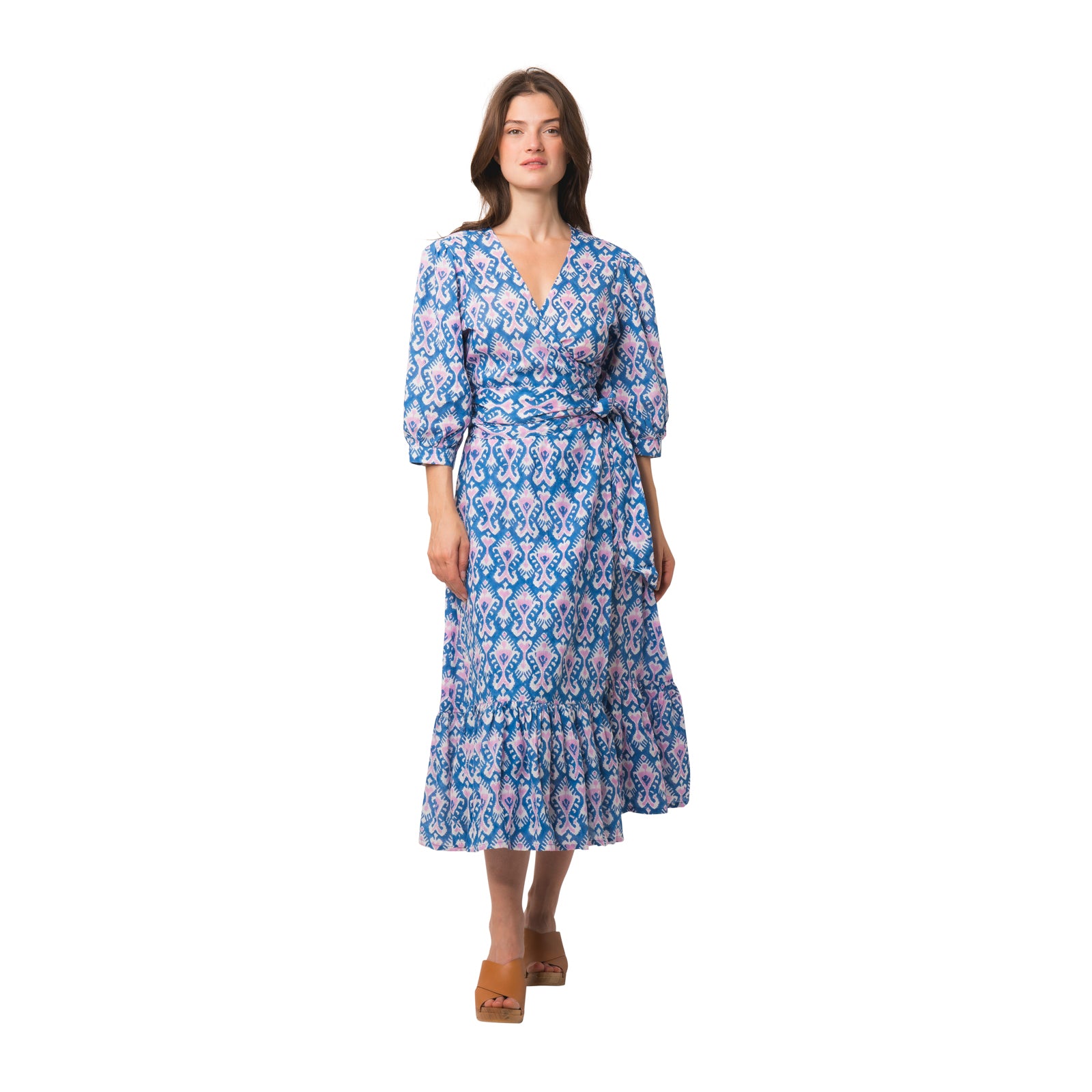 Laurence Dress Ikat 100% Organic Coton - Blue BLUE