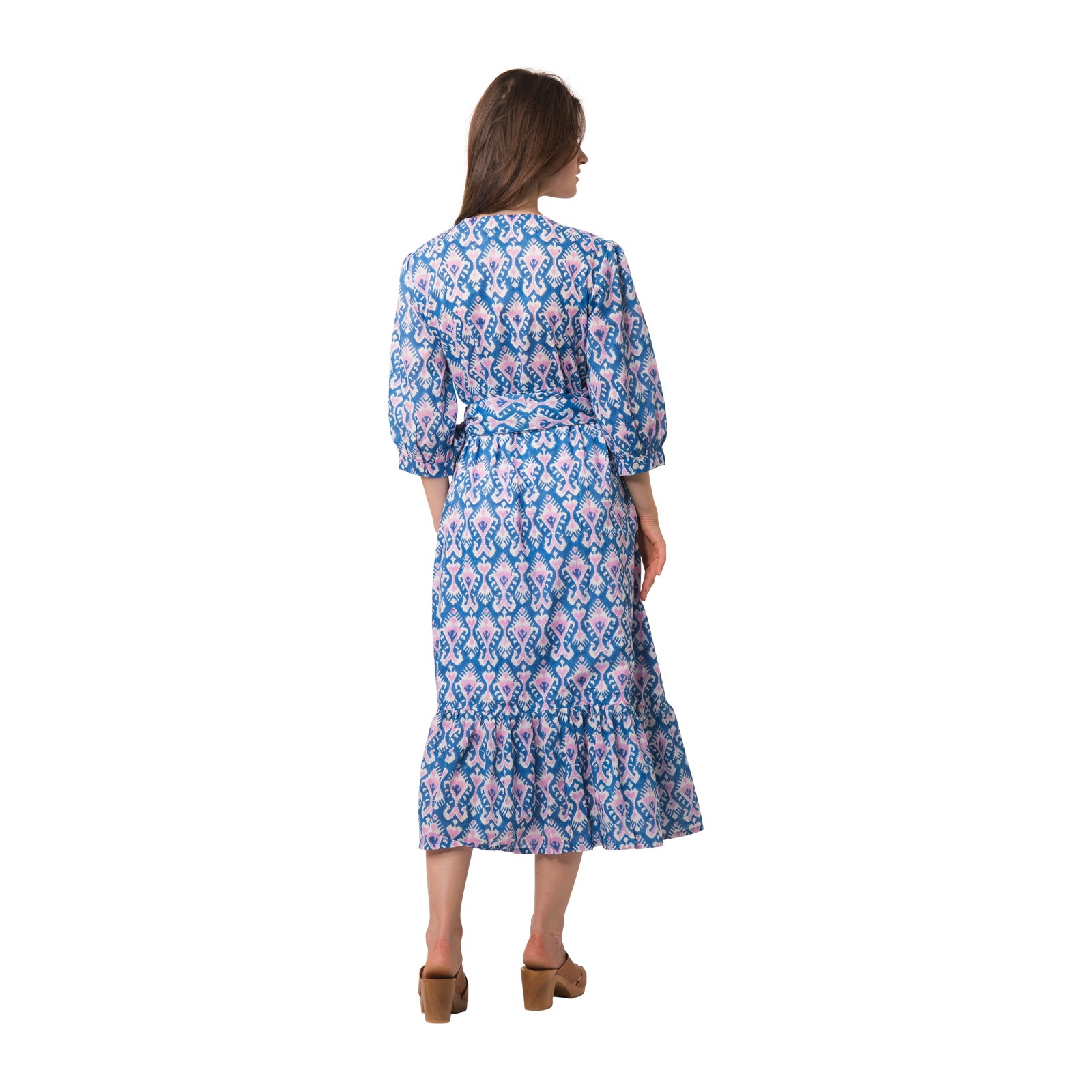 Laurence Dress Ikat 100% Organic Coton - Blue BLUE