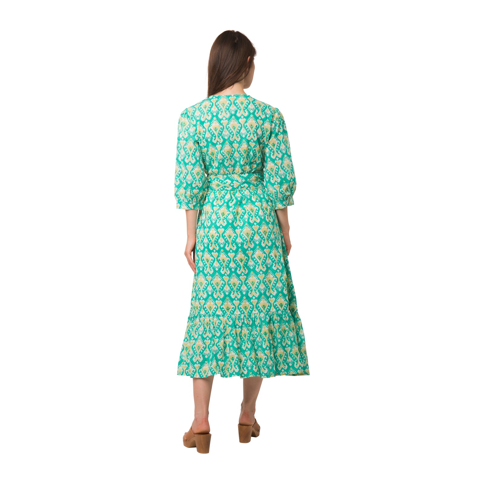 Laurence Dress Ikat 100% Organic Coton - Green GREEN