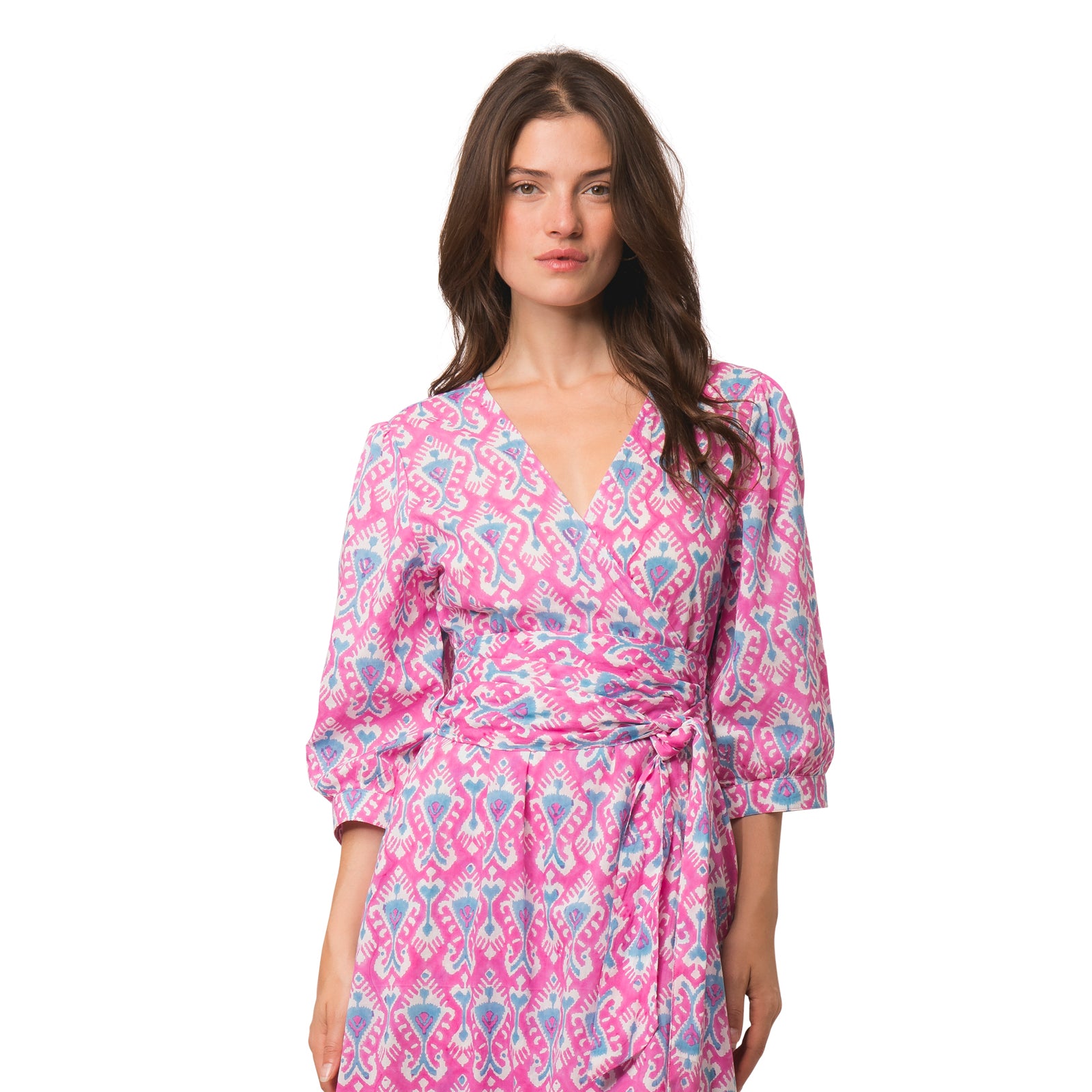 Laurence Dress Ikat 100% Organic Coton - Pink PINK