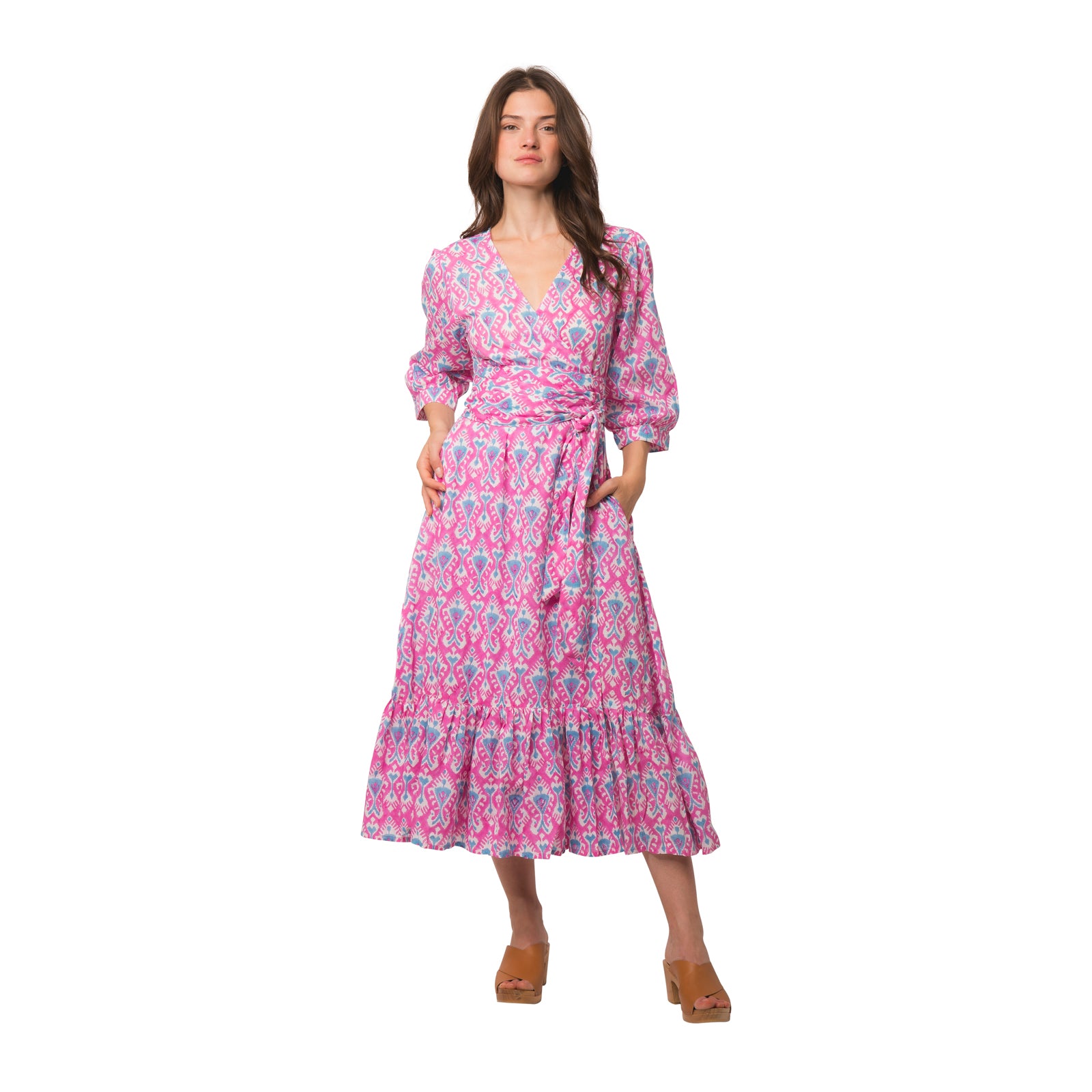 Laurence Dress Ikat 100% Organic Coton - Pink PINK