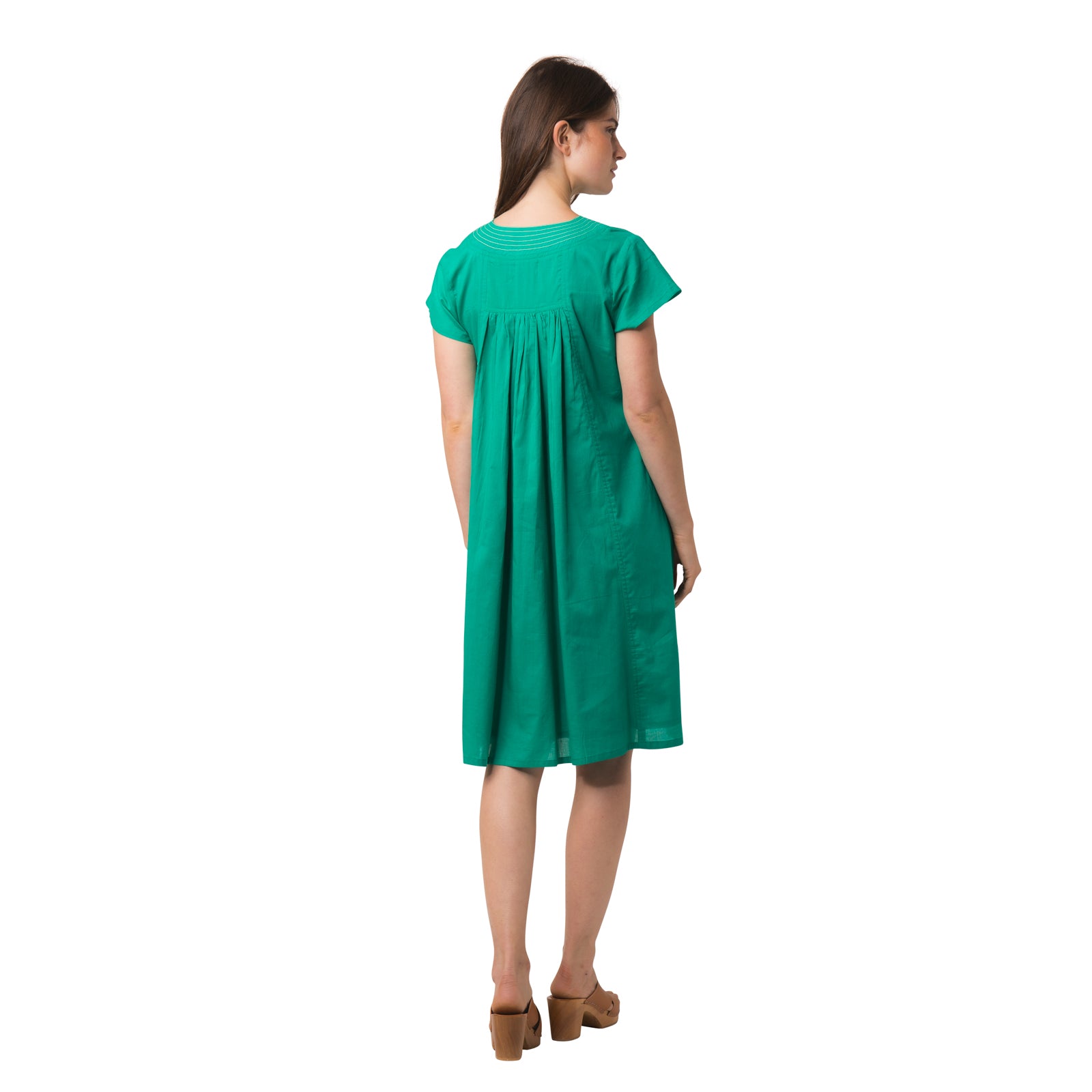 Iris V Neck Dress S.color 100% Coton - Green GREEN