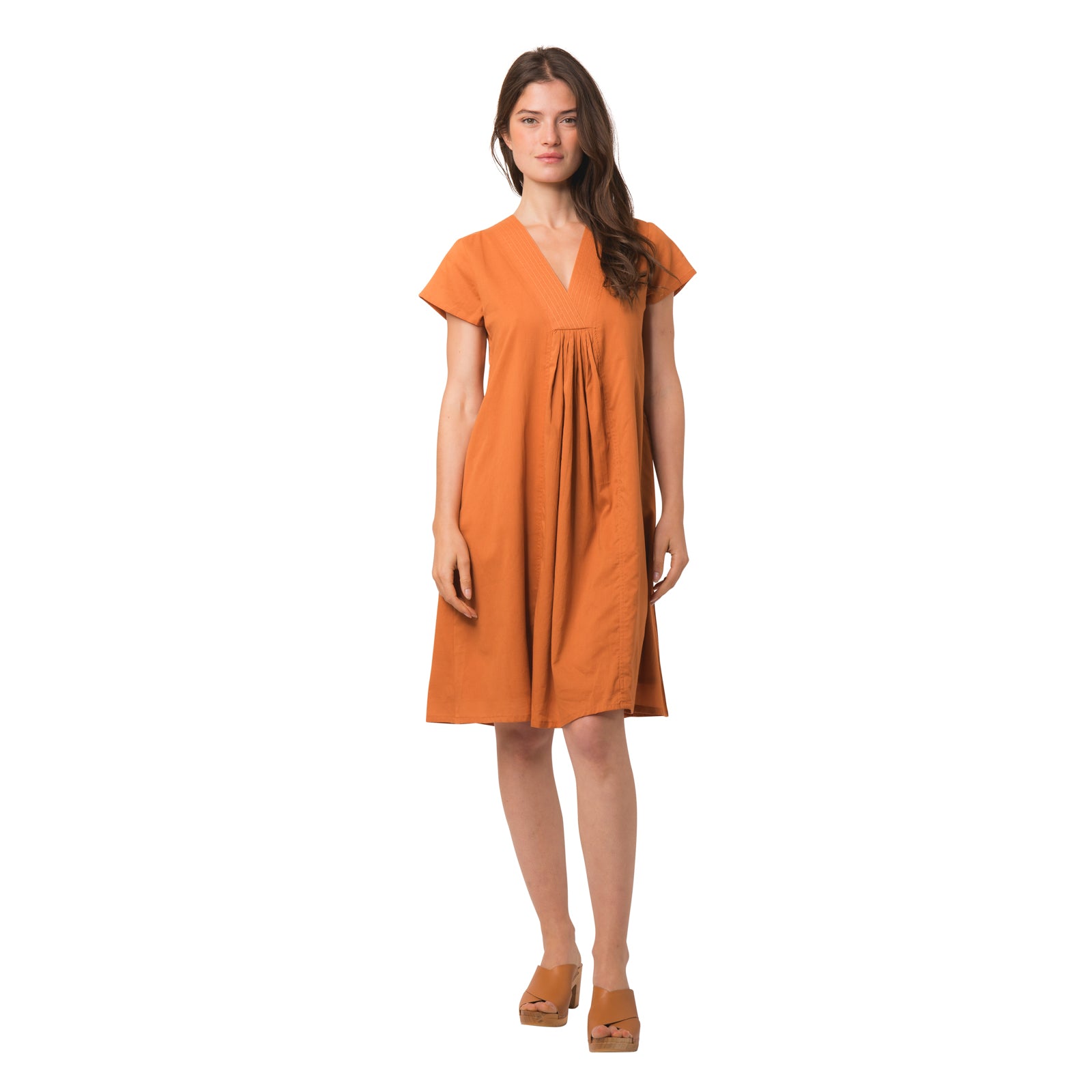 Iris V Neck Dress S.color 100% Coton - Toffee TOFFEE