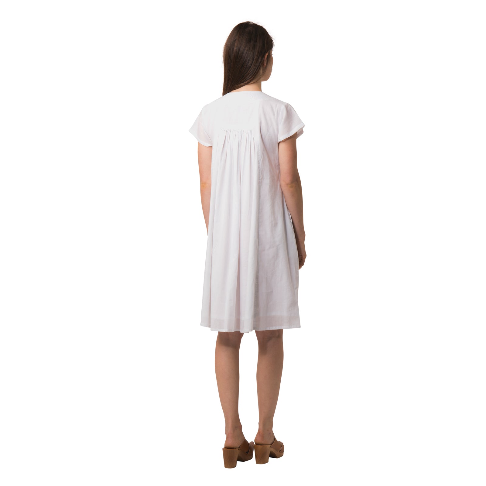 Iris V Neck Dress S.color 100% Coton - White WHITE