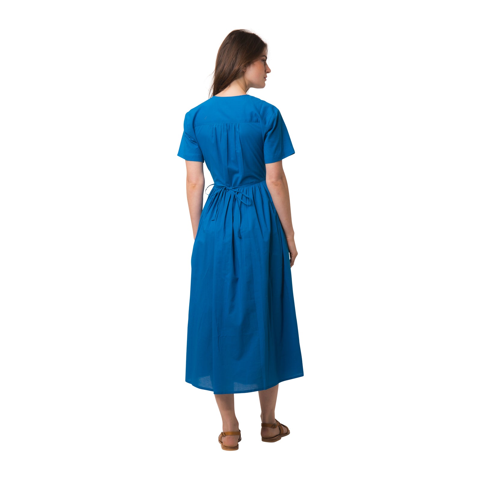 Plain Alba Dress 100% Cotton - Blue