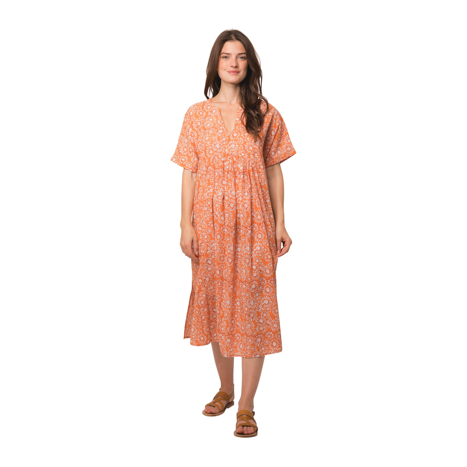 Nuala Dress Aster 100% Organic Cotton - Orange ORANGE