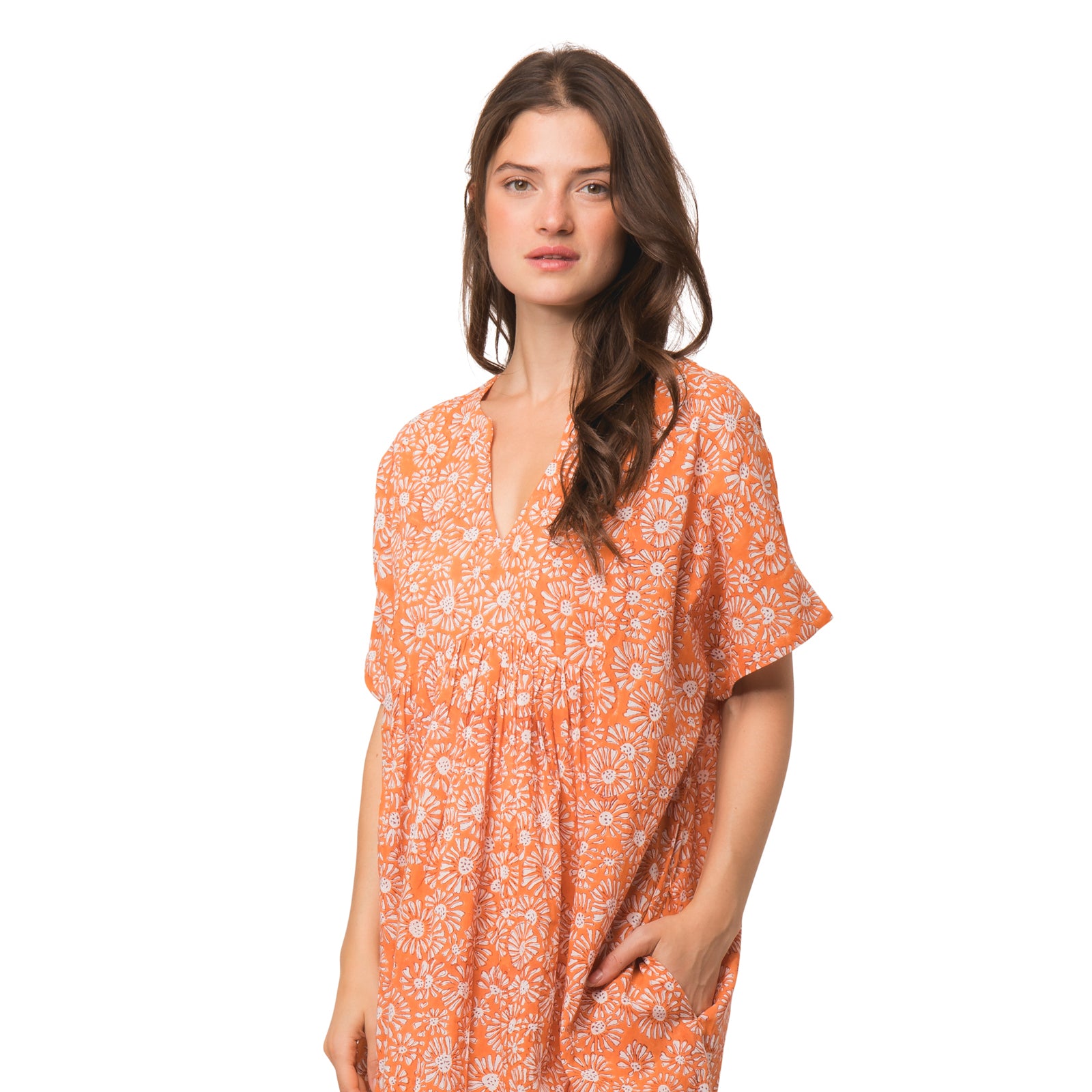 Nuala Dress Aster 100% Organic Cotton - Orange ORANGE