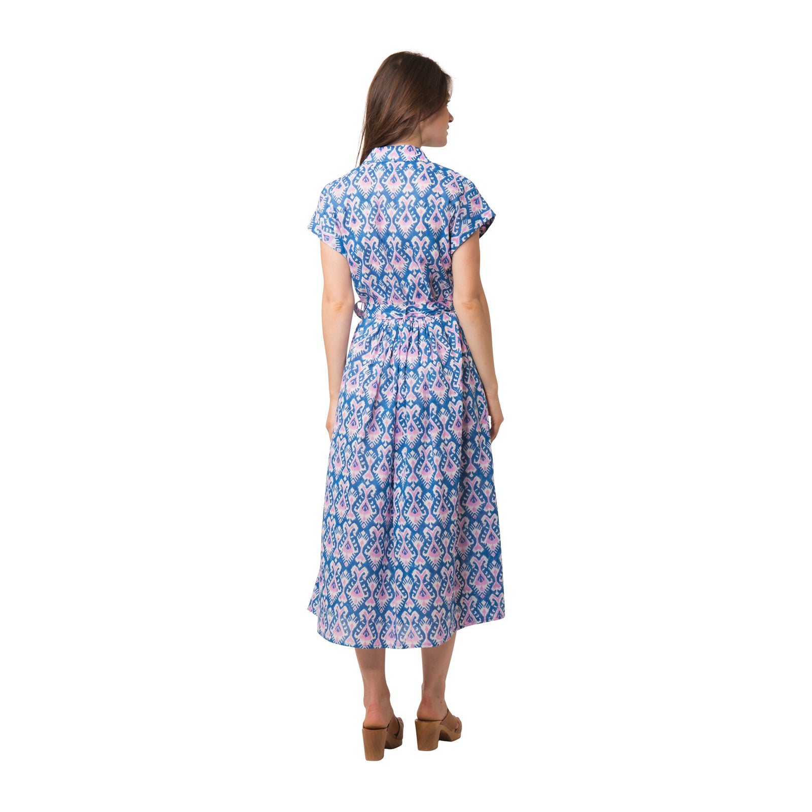 Louna Dress Ikat 100% Organic Cotton - Blue BLUE