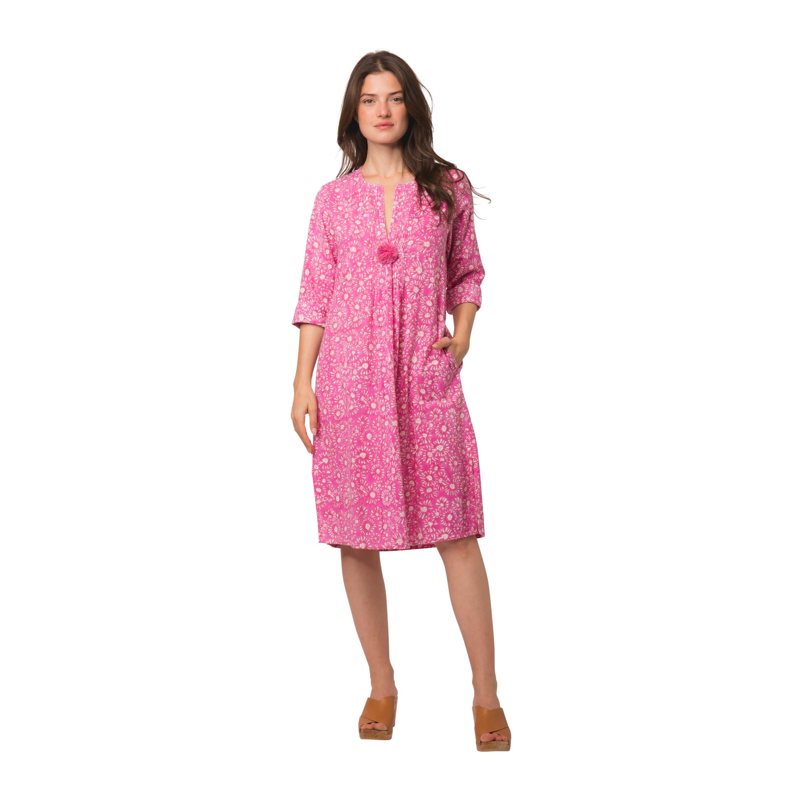 Louisa Dress Aster Slub 100% Coton Slub - Pink PINK