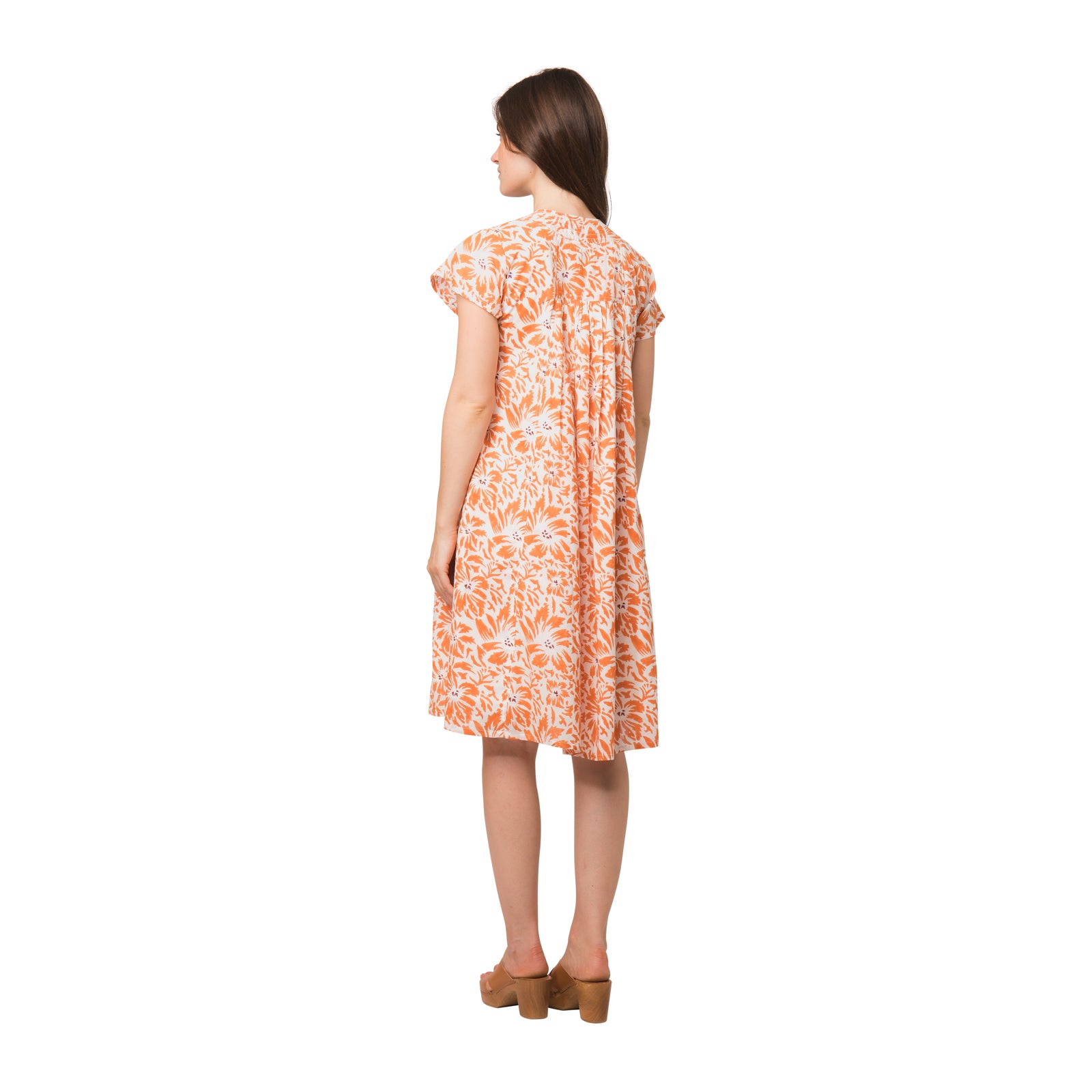 Iris V Neck Dress Lily 100% Organic Cotton - Orange ORANGE