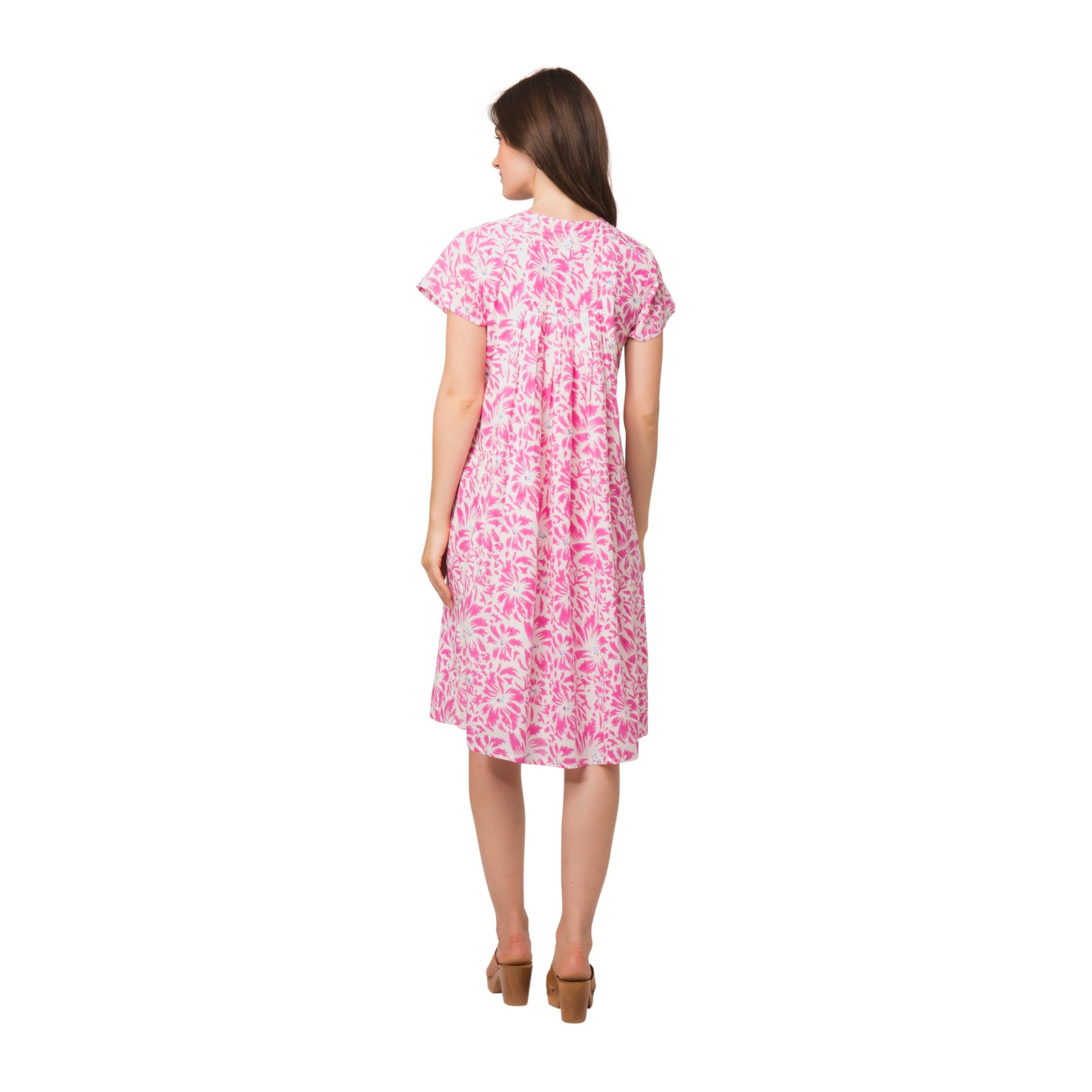 Iris V Neck Dress Lily 100% Organic Cotton - Pink PINK