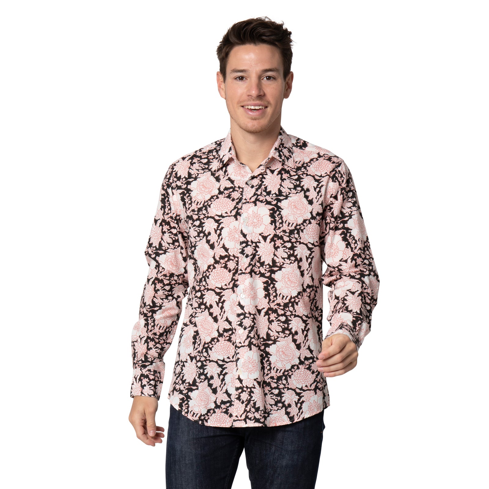 Man Shirt Roses 100% Organic Cotton - Black Austral BLACK AUSTRAL