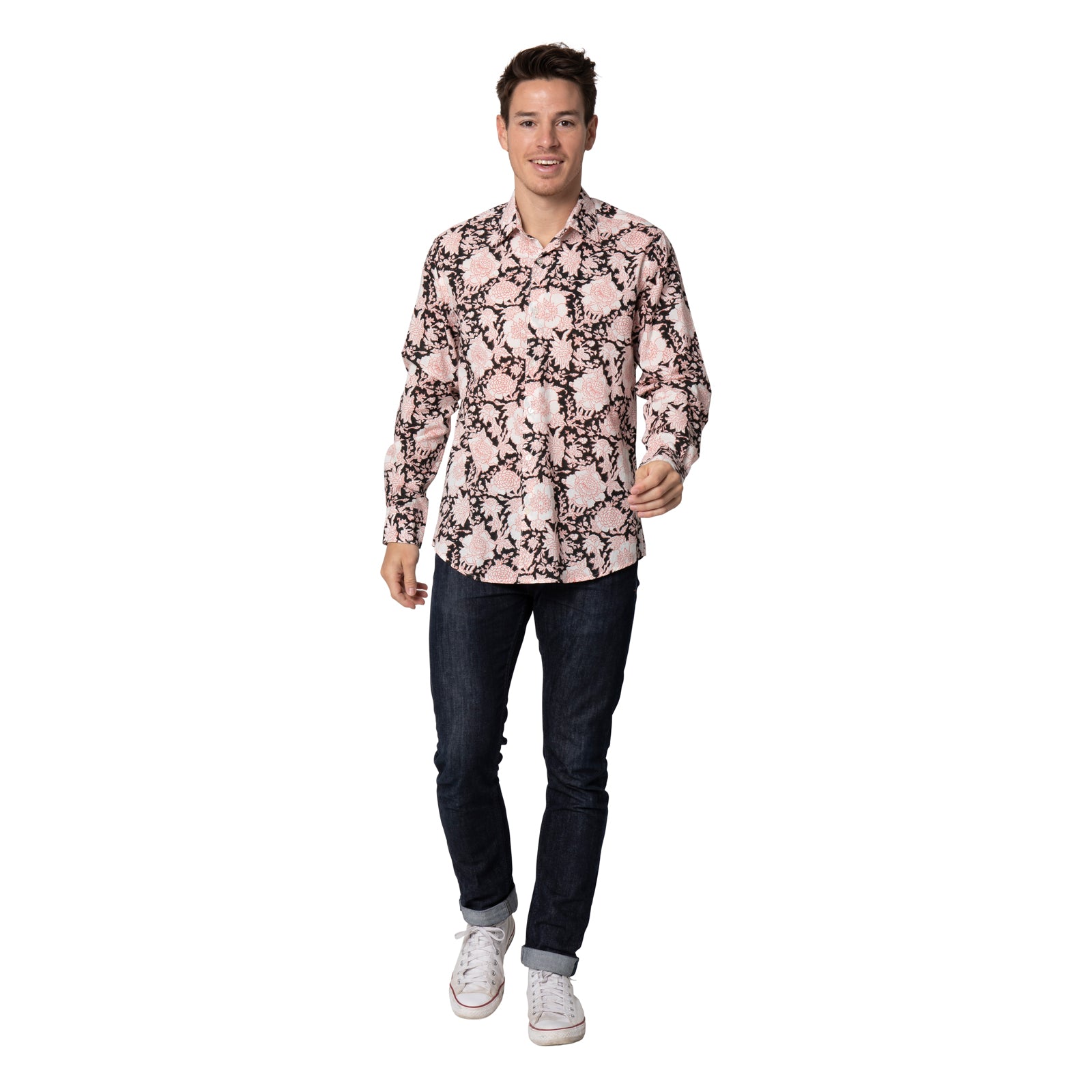 Man Shirt Roses 100% Organic Cotton - Black Austral BLACK AUSTRAL