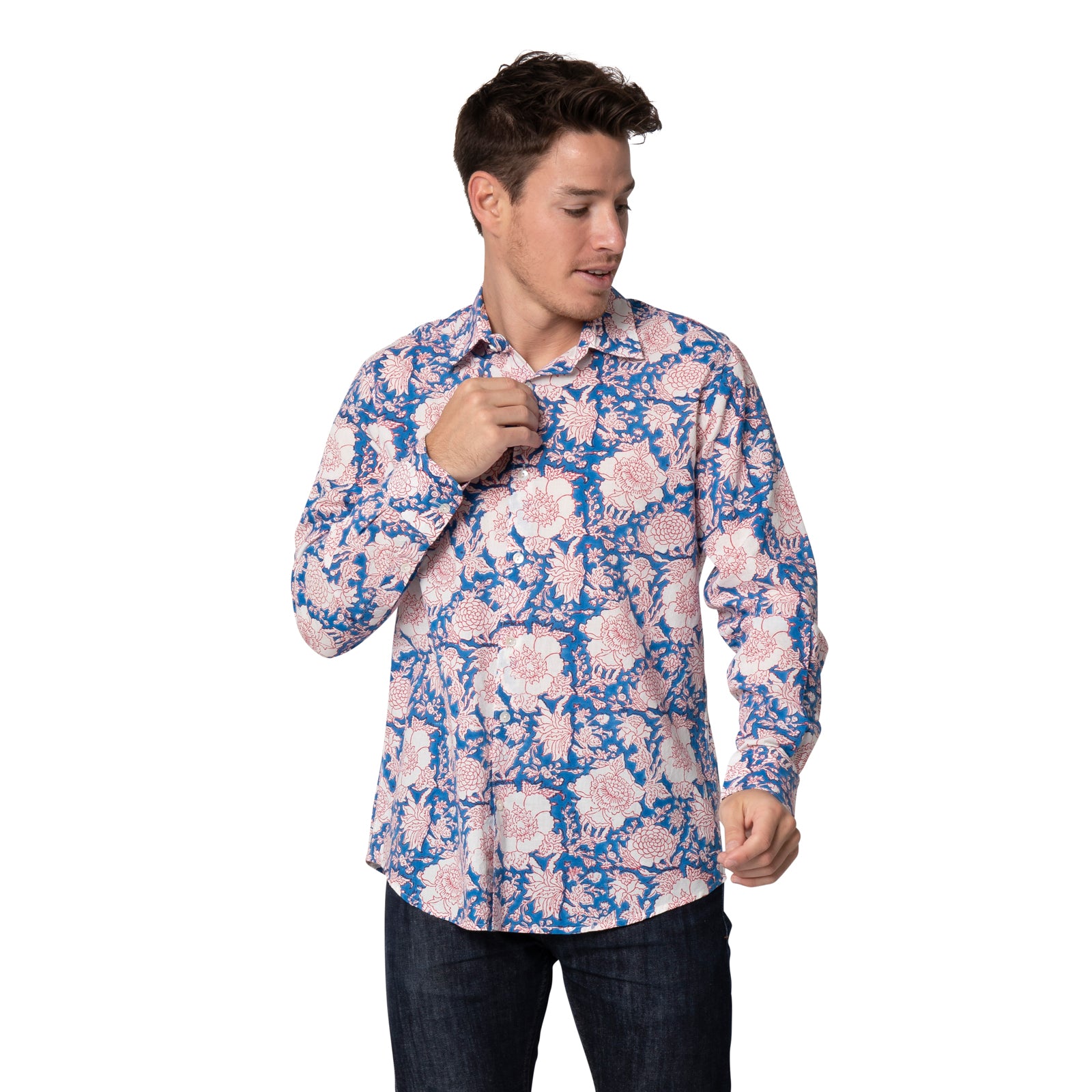 Man Shirt Roses 100% Organic Cotton - Blue Cruise BLUE CRUISE