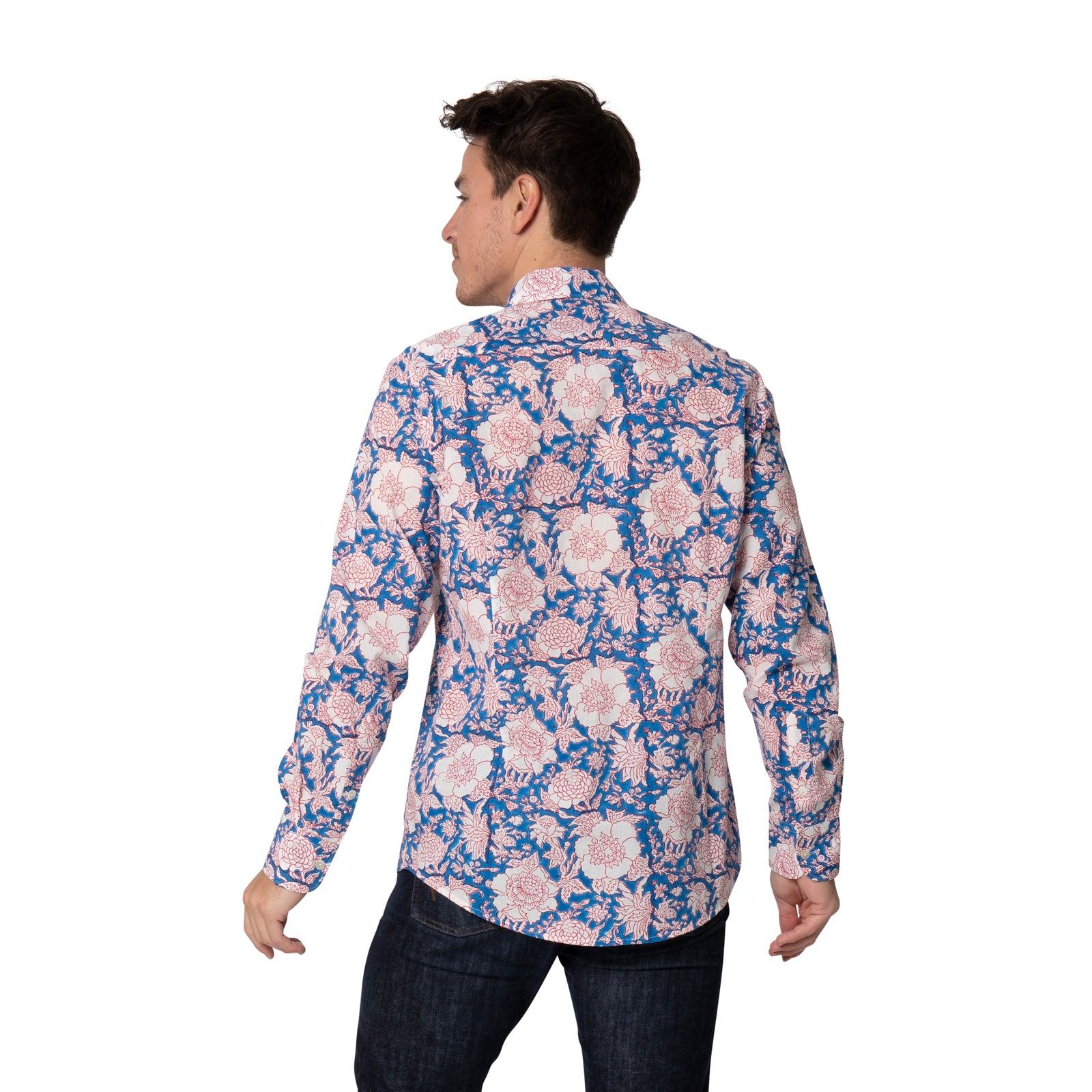 Man Shirt Roses 100% Organic Cotton - Blue Cruise BLUE CRUISE