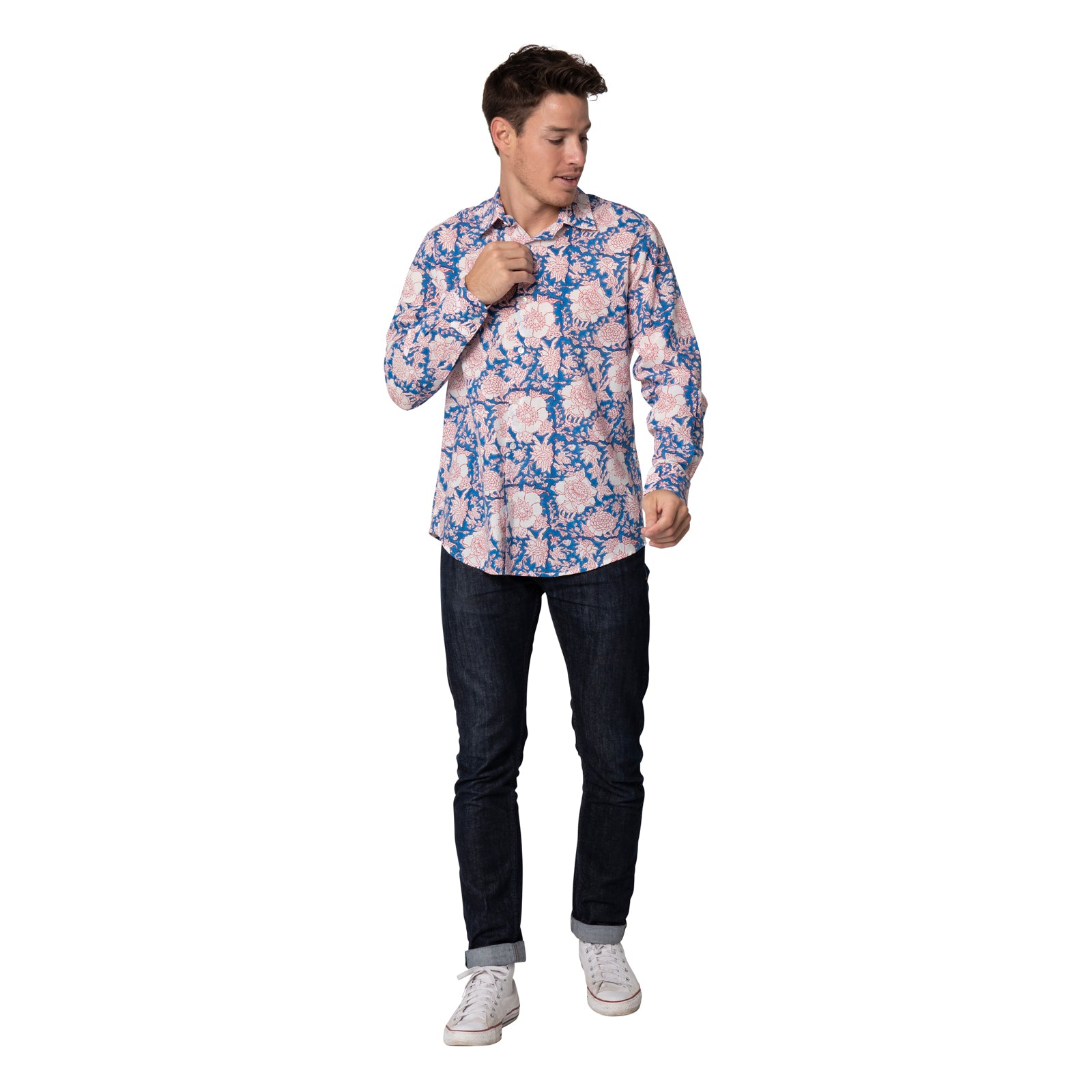 Man Shirt Roses 100% Organic Cotton - Blue Cruise BLUE CRUISE