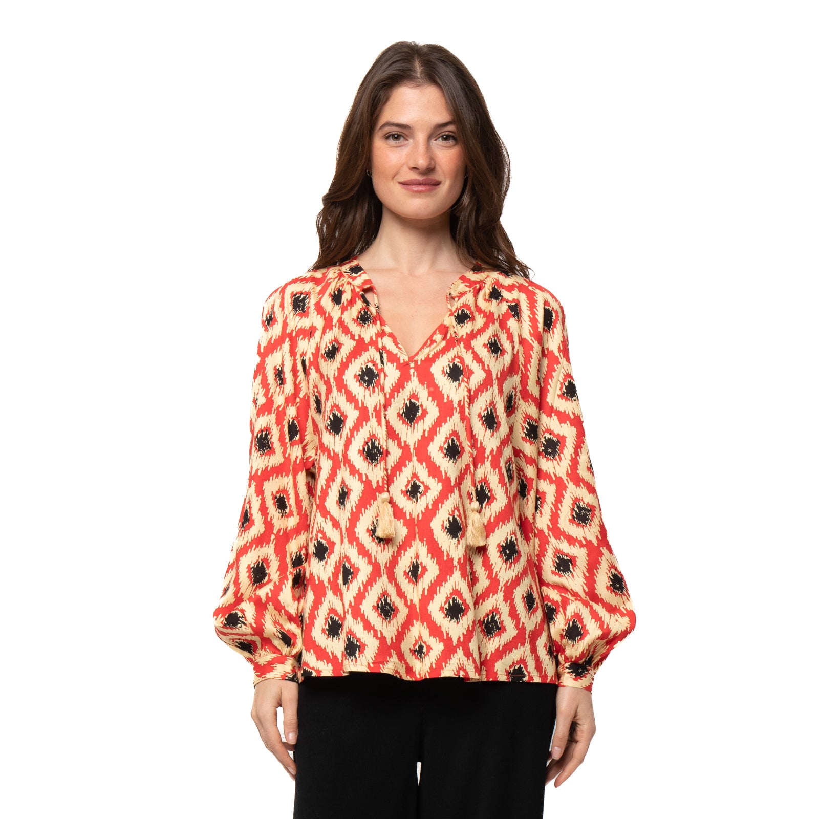 Marlene Top Ikat  - Red RED