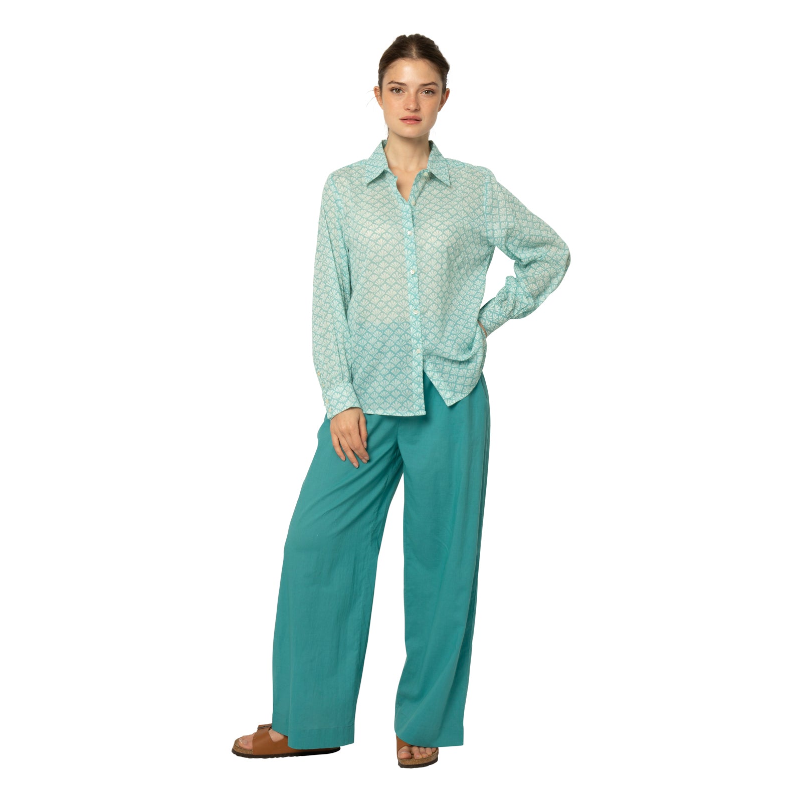 Alka Shirt Peacock 100% Coton - Turquoise TURQUOISE