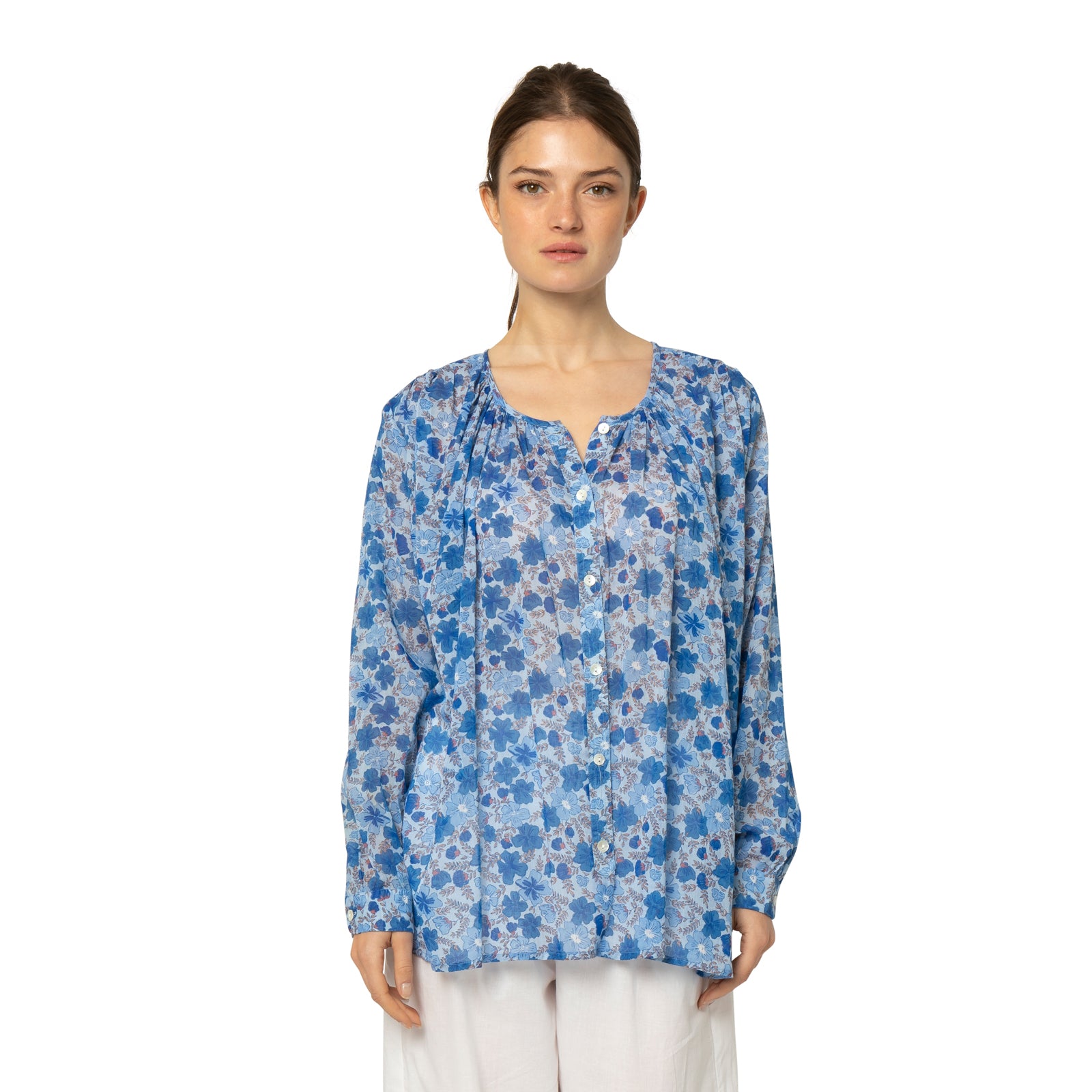 Chloe Shirt Georgette 100% Coton - Blue BLUE