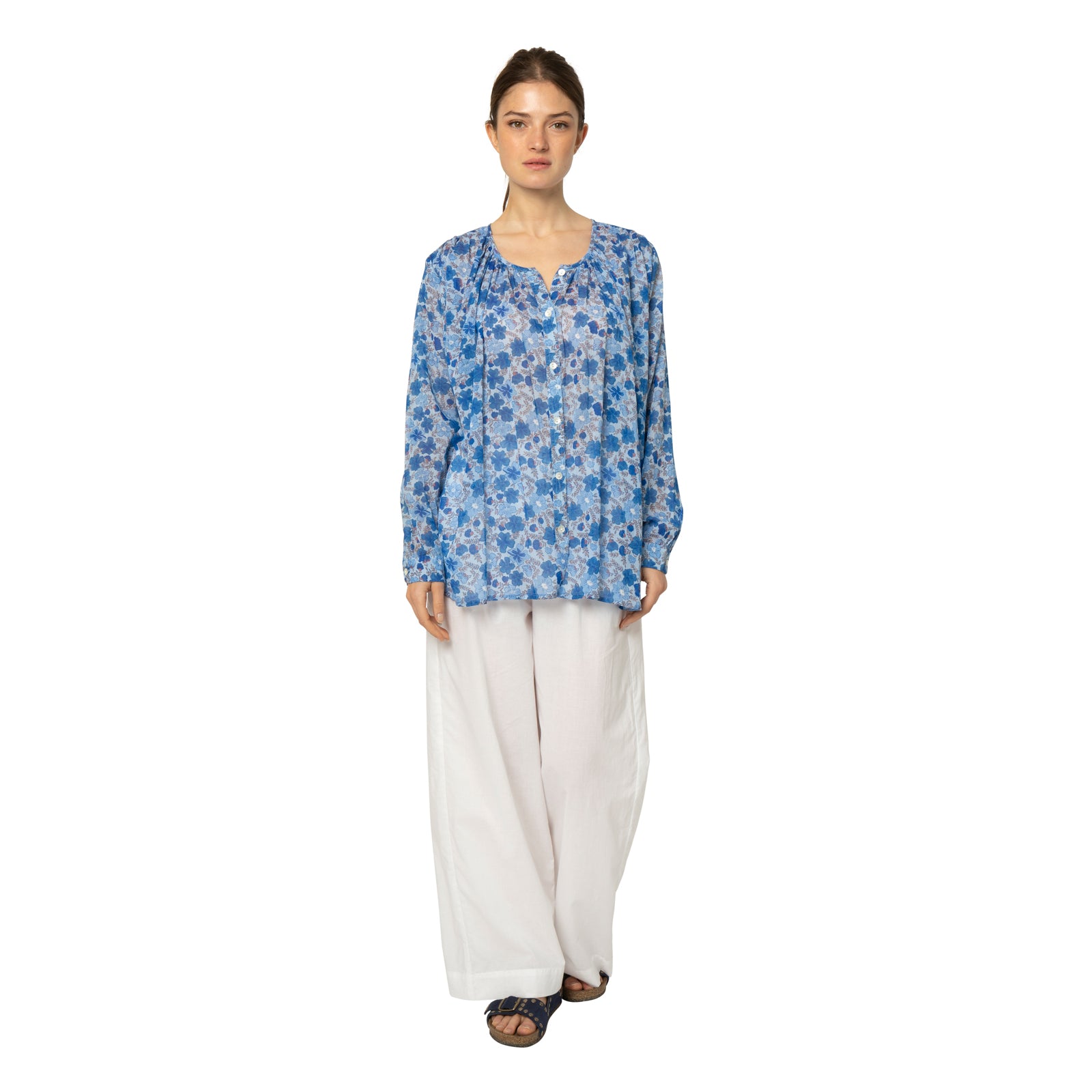 Chloe Shirt Georgette 100% Coton - Blue BLUE