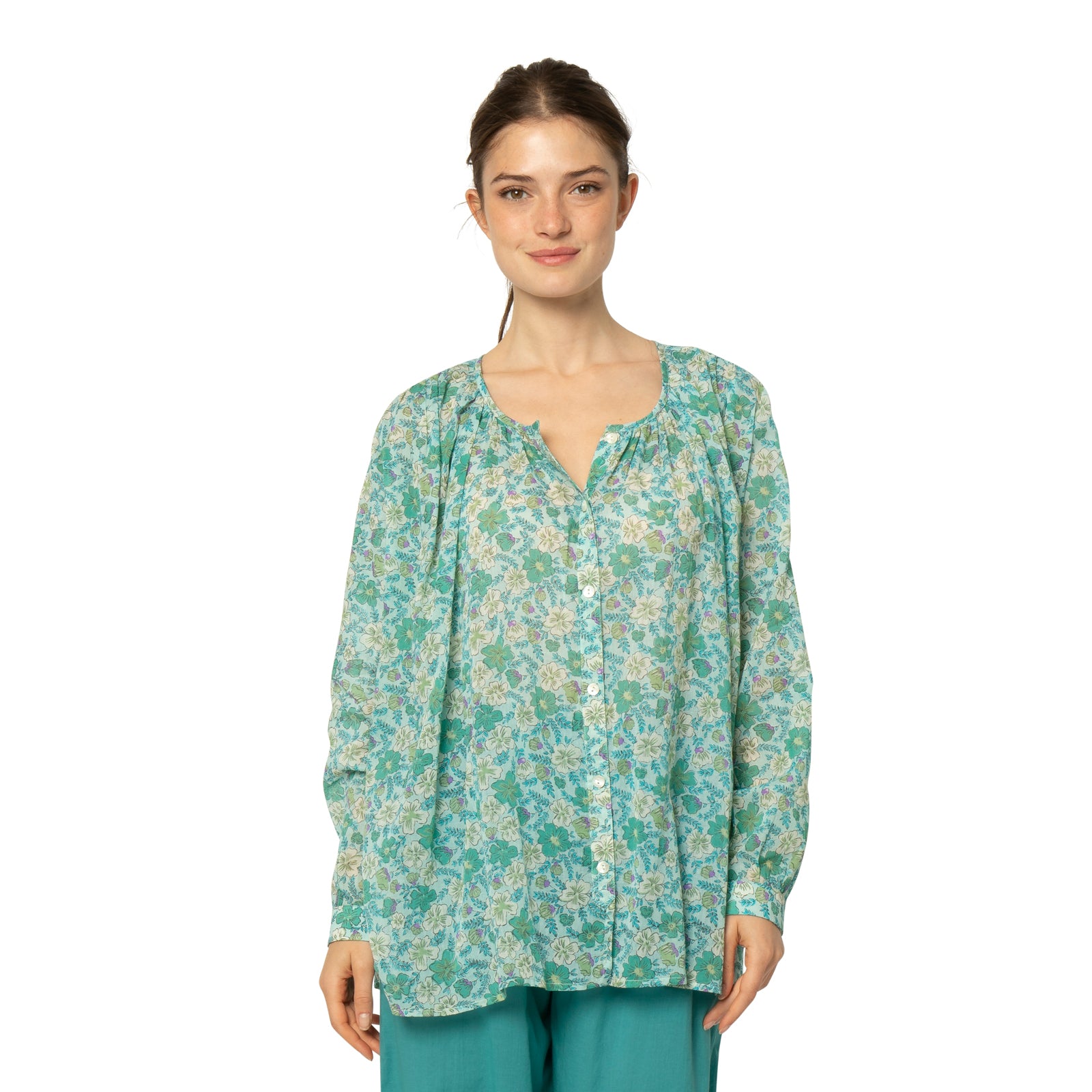 Chloe Shirt Georgette 100% Coton - Green GREEN