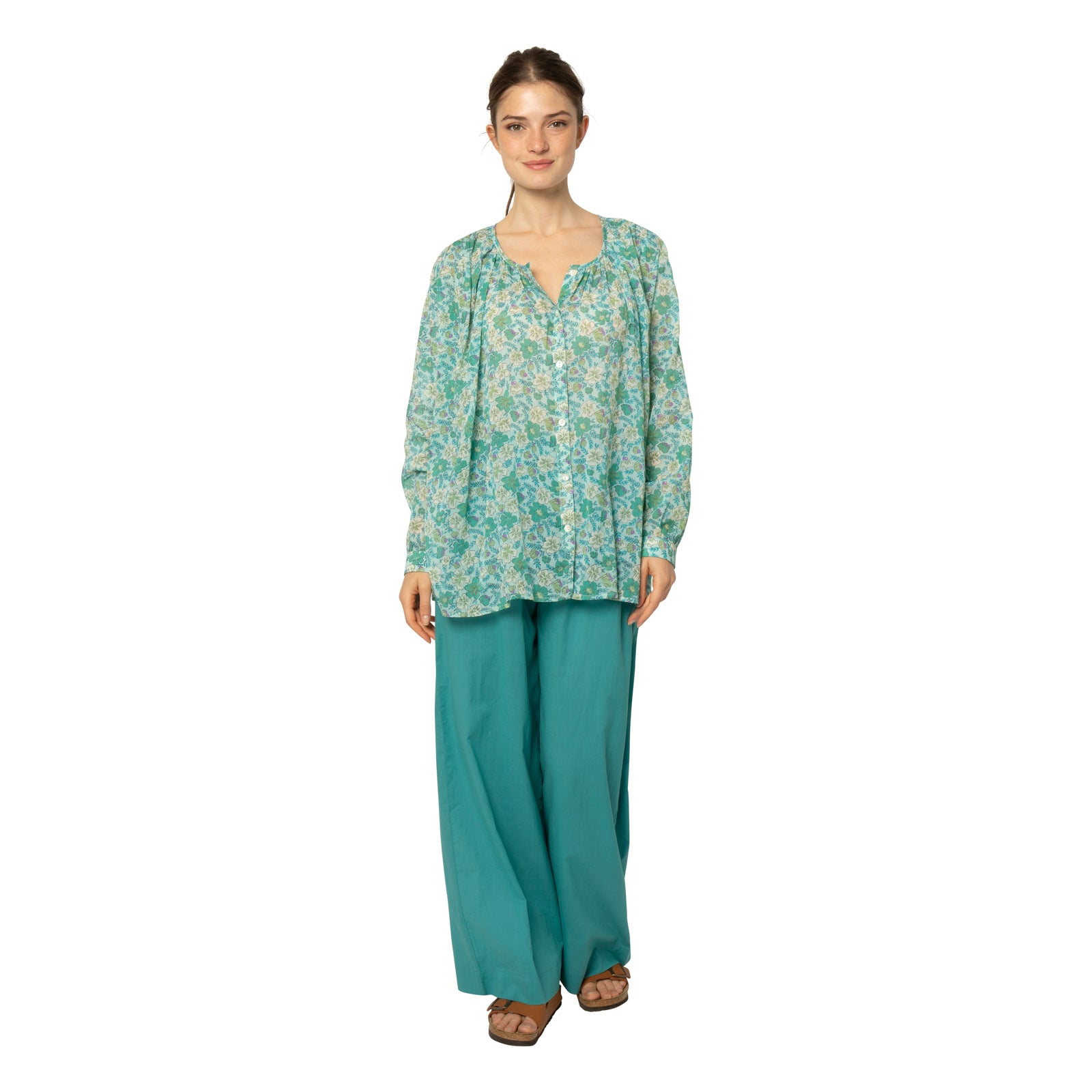 Chloe Shirt Georgette 100% Coton - Green GREEN