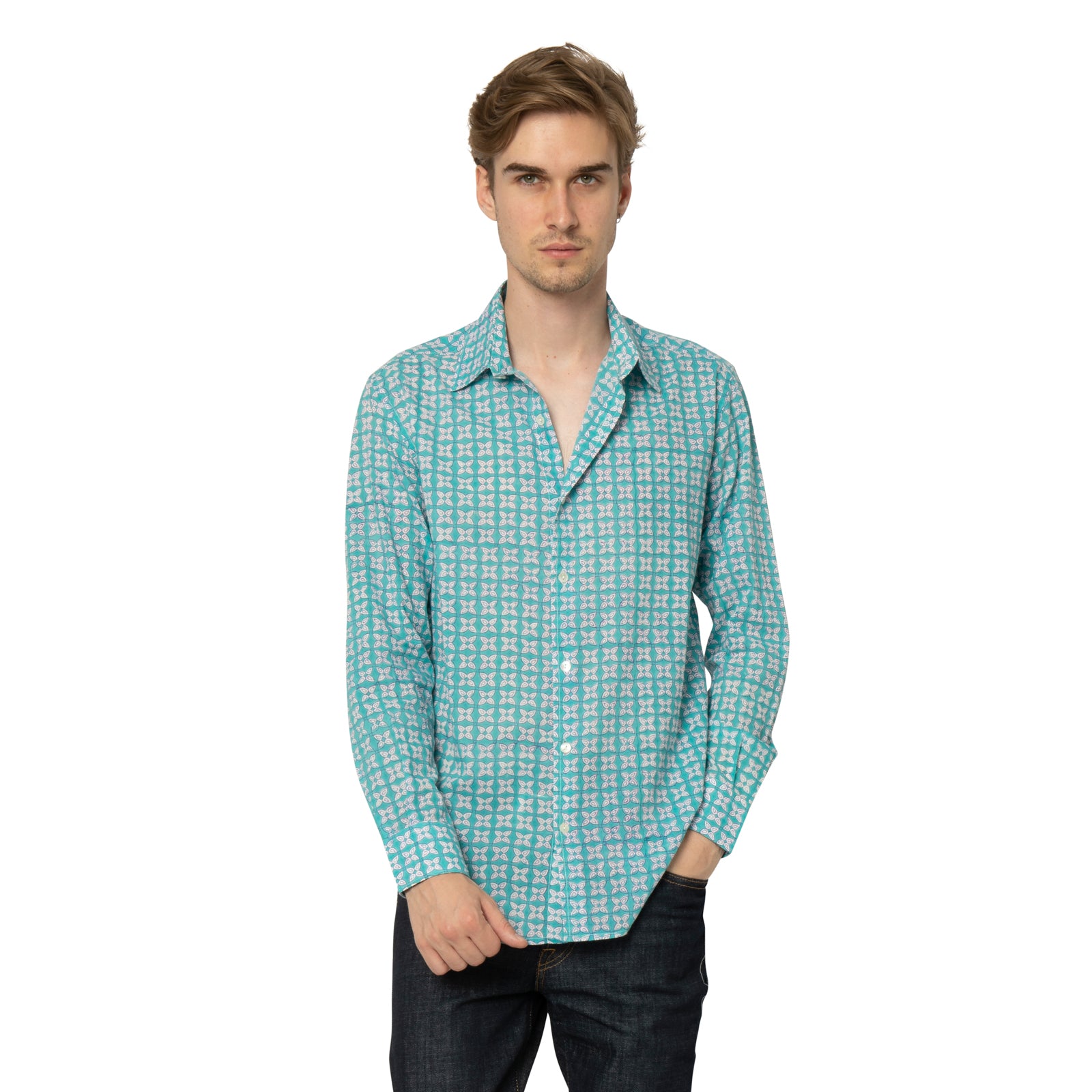 Man Shirt Pistil 100% Organic Cotton - Turquoise TURQUOISE