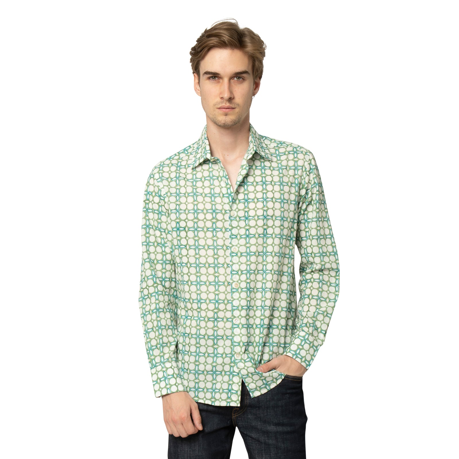 Man Shirt Dotty 100% Organic Cotton - Green GREEN