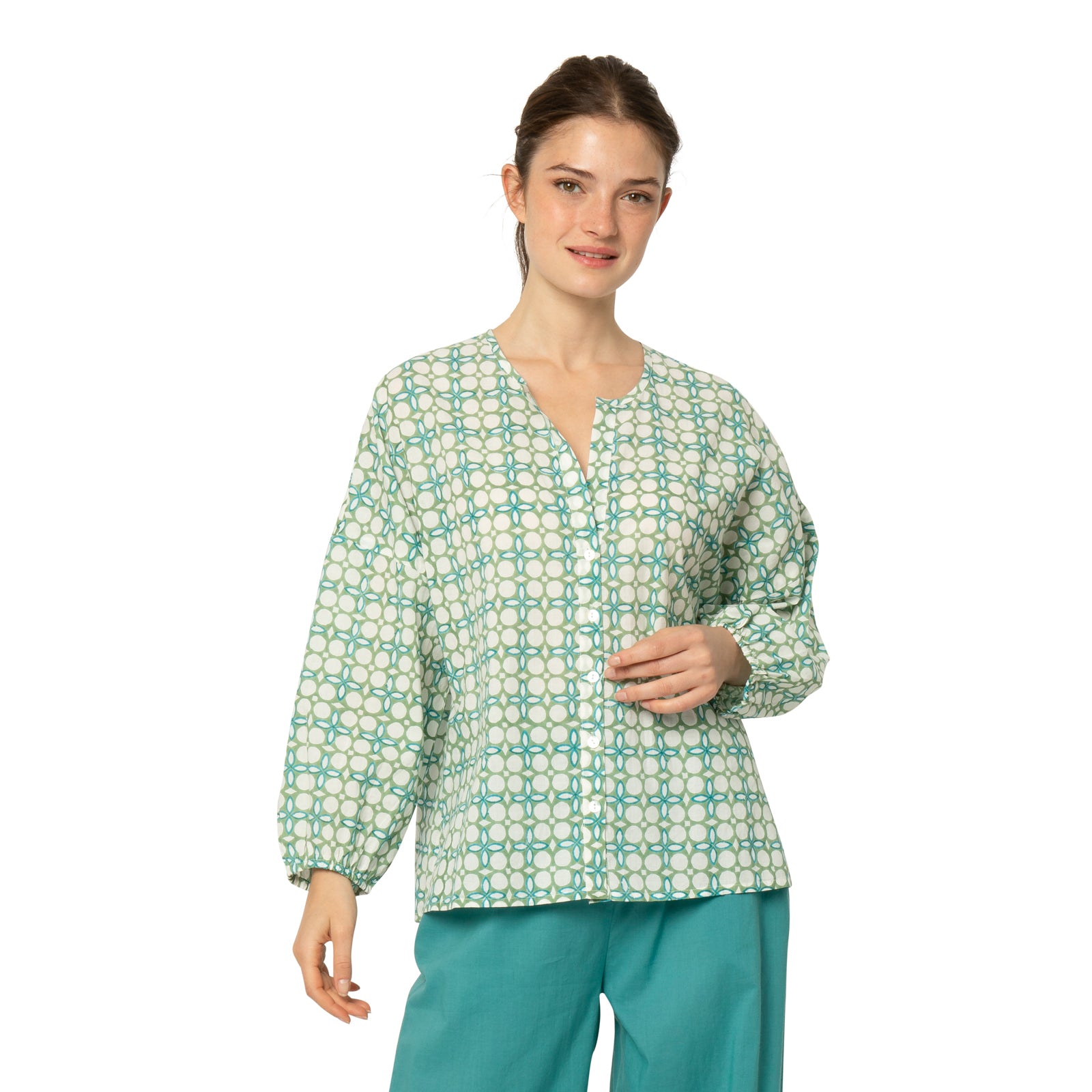 Carla Shirt Dotty 100% Organic Cotton - Green GREEN