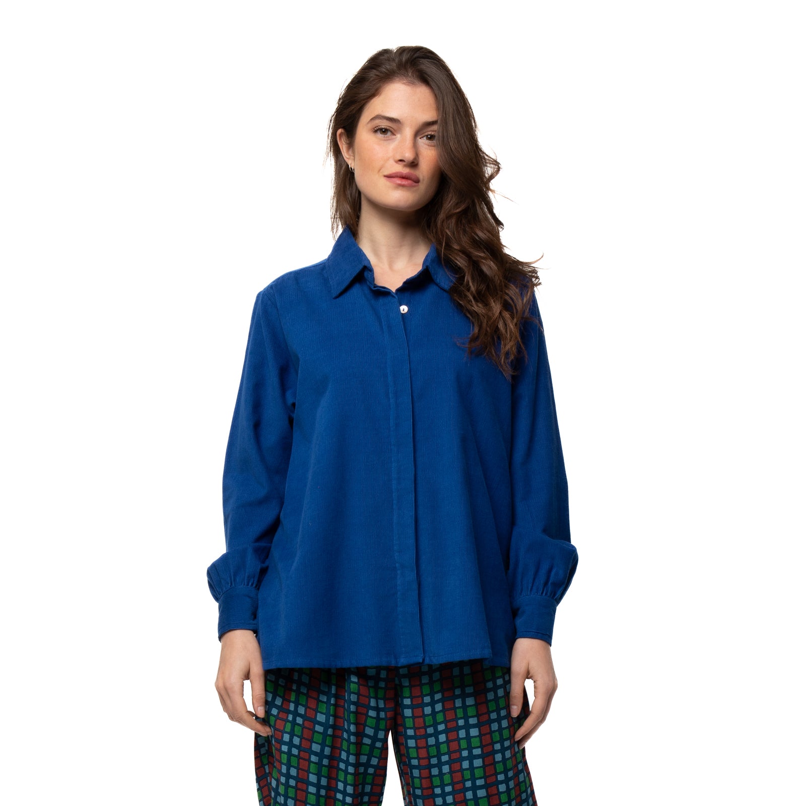 Lily Shirt Velvet 100% Coton - Blue BLUE