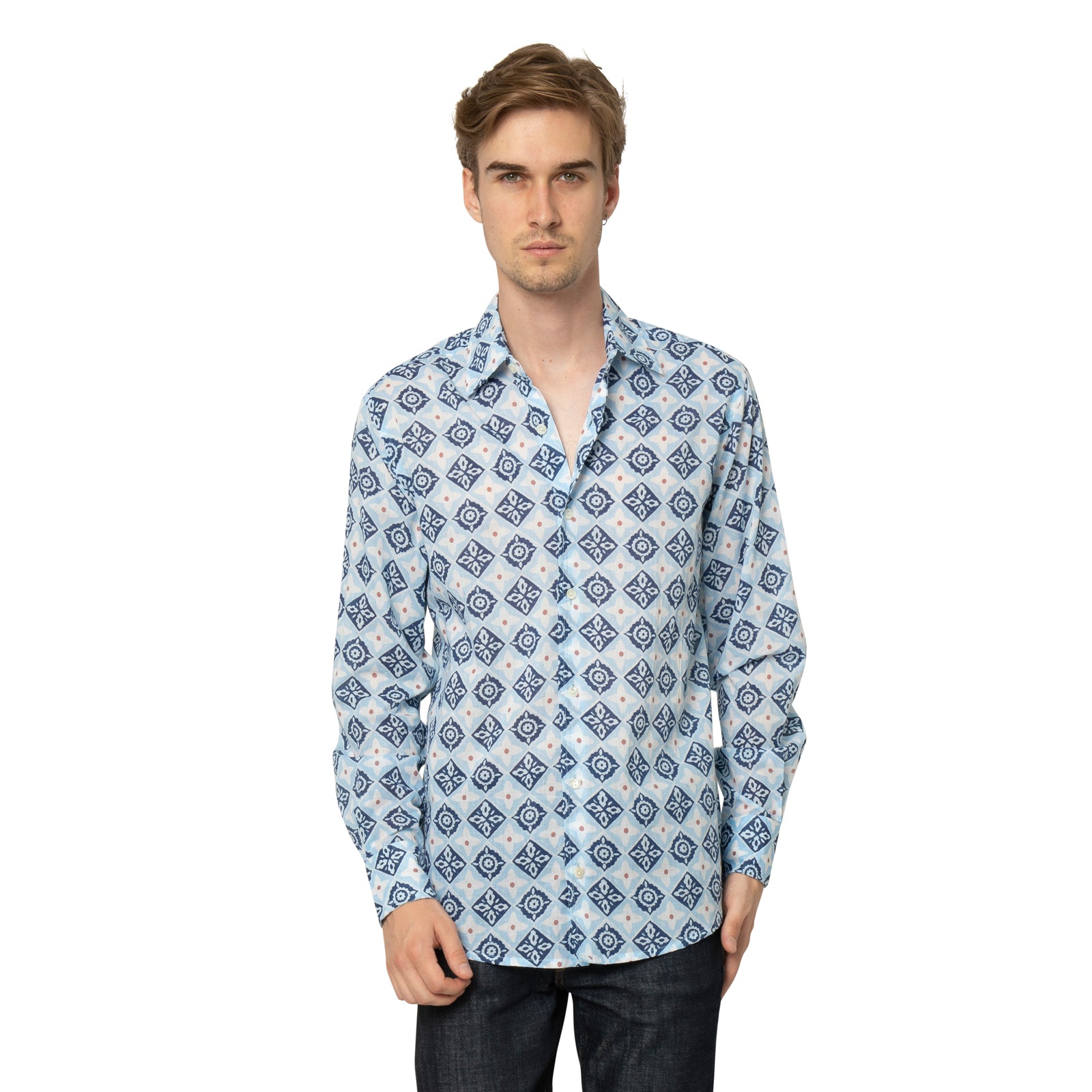 Man Shirt Tily 100% Cotton - Blue BLUE