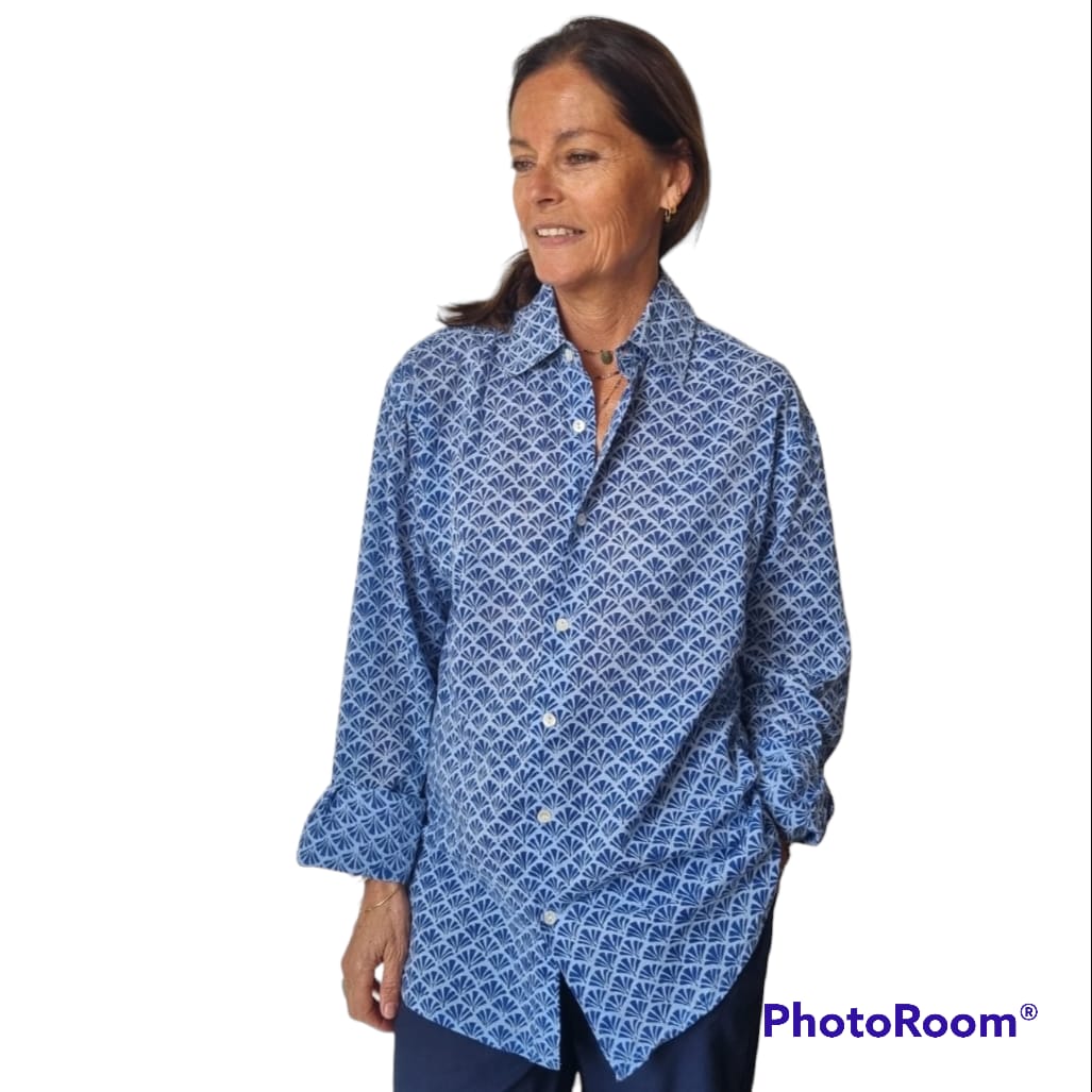 Lady Shirt Peacock 100% Cotton - Blue BLUE