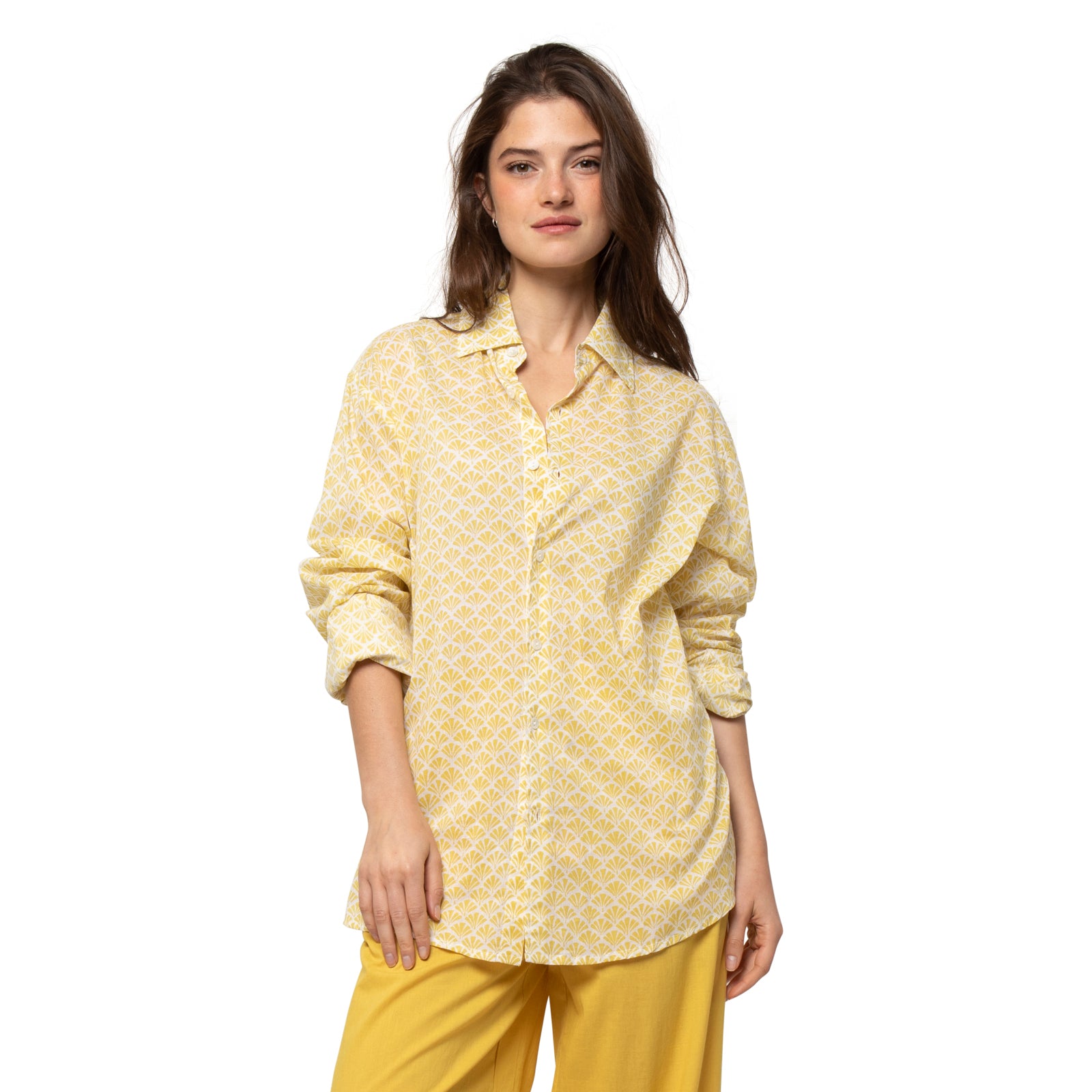 Lady Shirt Peacock 100% Cotton - Ochre OCHRE