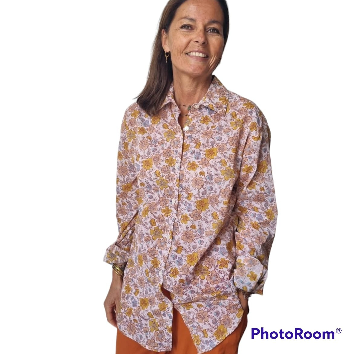 Lady Shirt Georgette 100% Cotton - Orange ORANGE