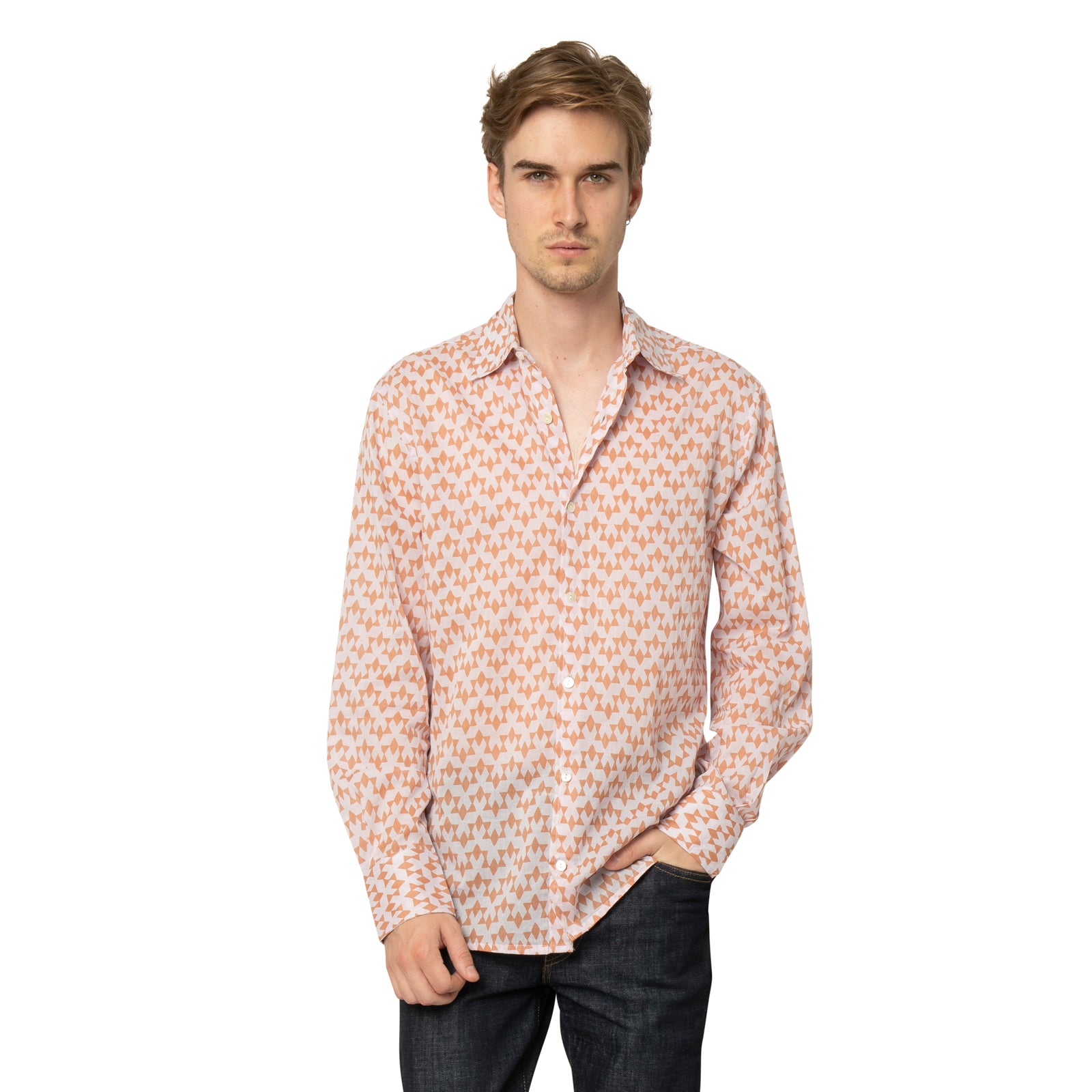 Man Shirt Abu 100% Cotton - Orange ORANGE