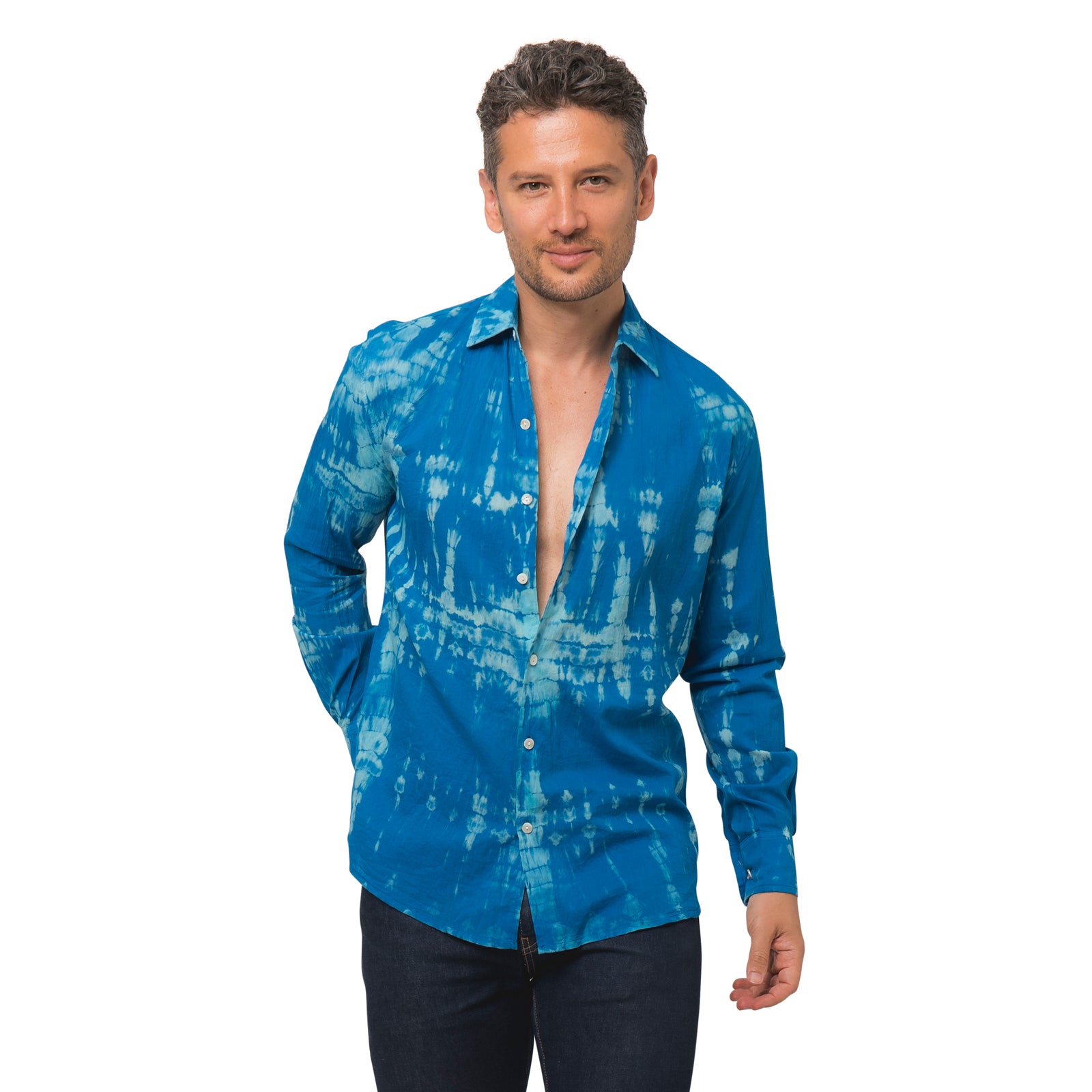 Man Shirt T&d 100% Cotton - Blue BLUE